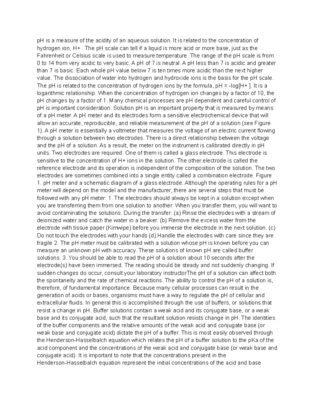 Ph lab lab report pH is a measure of the acidity of an aqueous