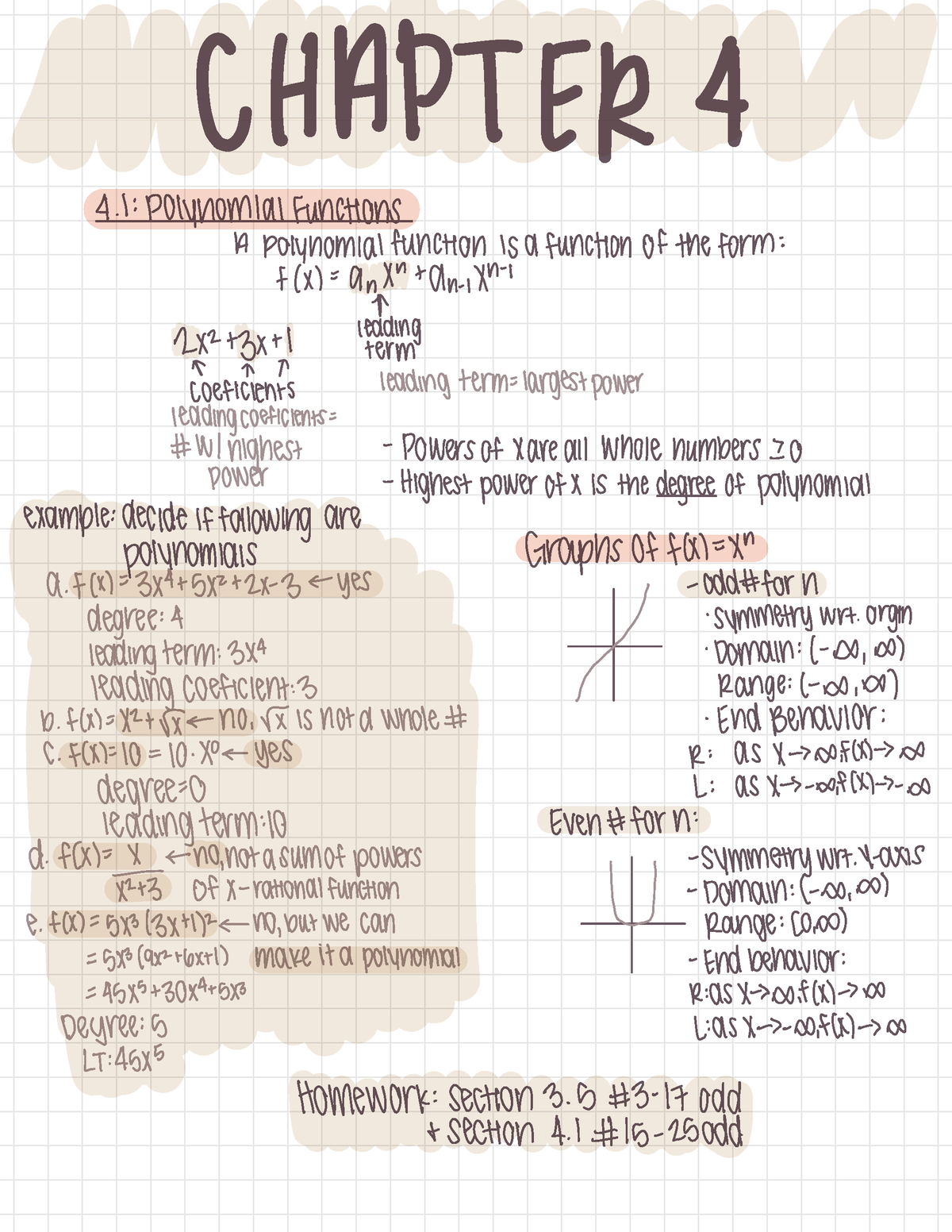 Polynomial Functions - f- HI -3114+5112+2×-3 ← yes ' degree :& symmetry ...