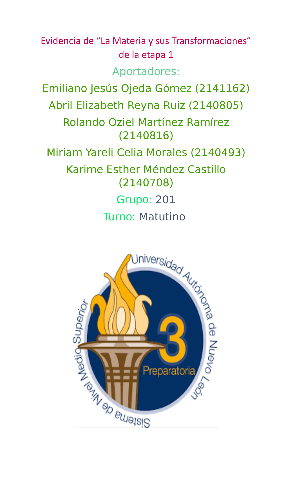 Equipo 4 Evidencia E1 LMy T - Evidencia de “La Materia y sus ...