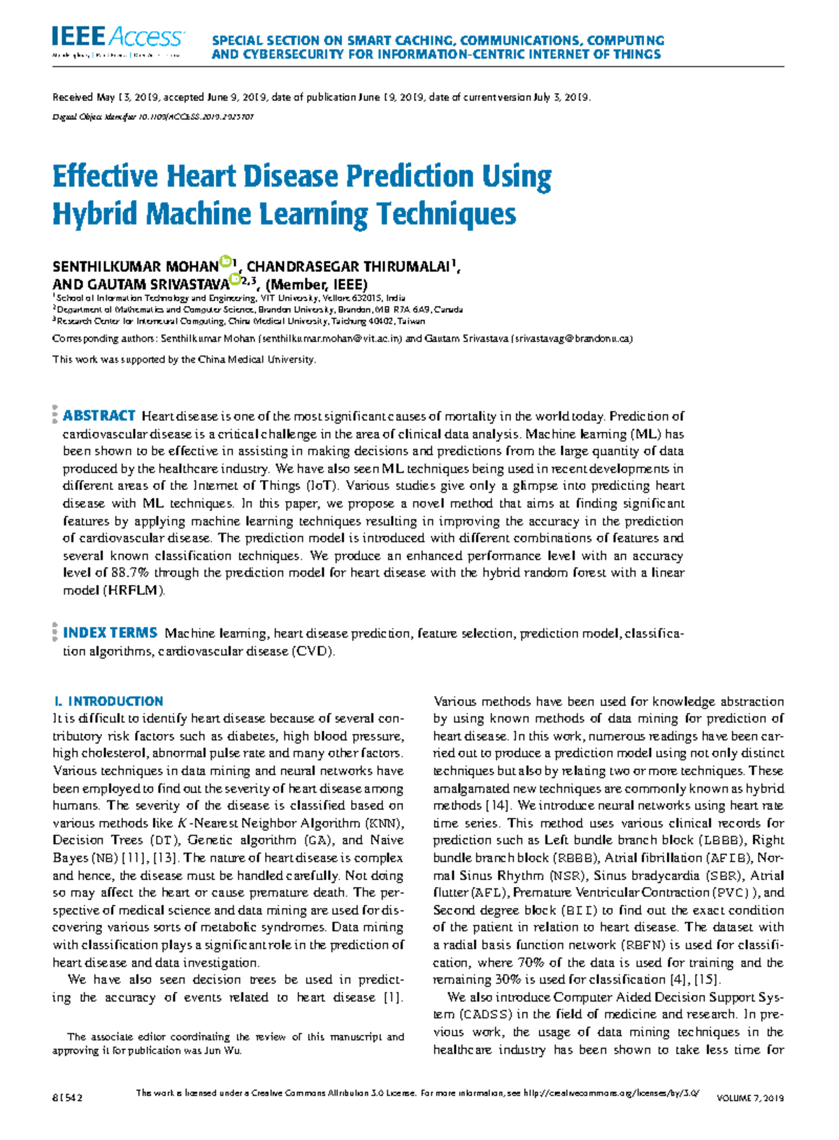 Effective Heart Disease Prediction Using Hybrid Machine Learning ...
