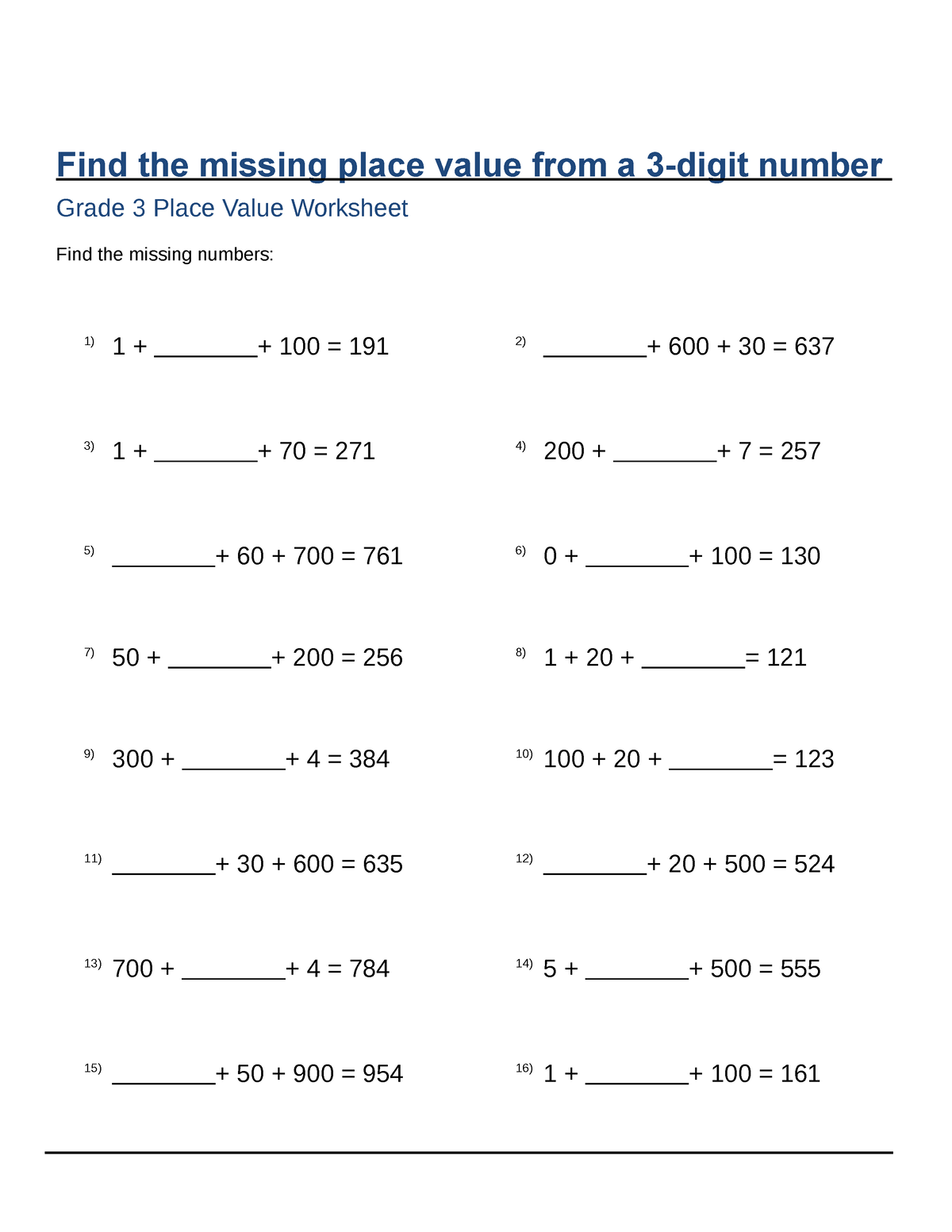 problem solving - Find the missing place value from a 3-digit number ...