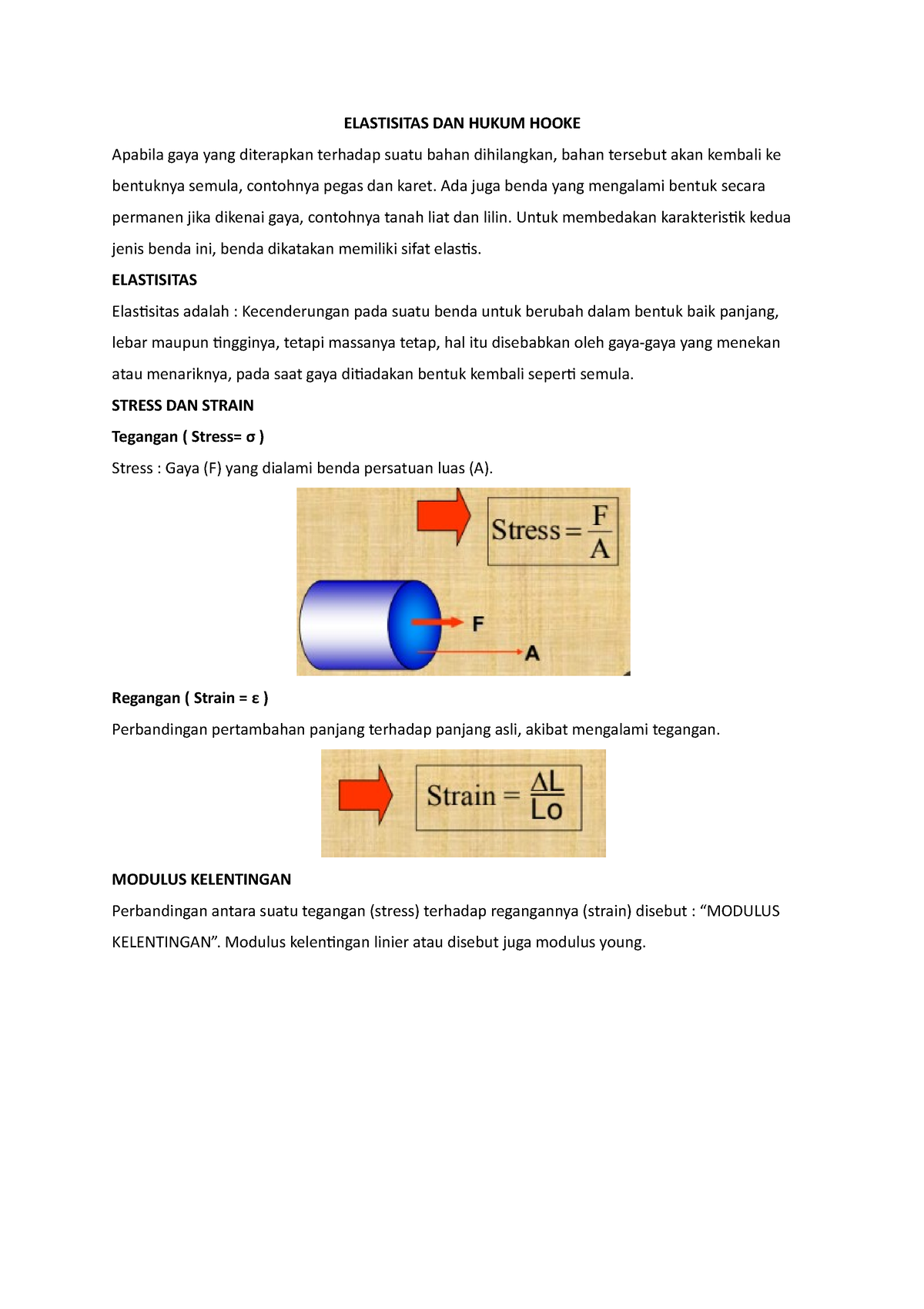 Resume Elastisitas Dan Hukum Hooke Elastisitas Dan Hukum Hooke Apabila Gaya Yang Diterapkan 0872