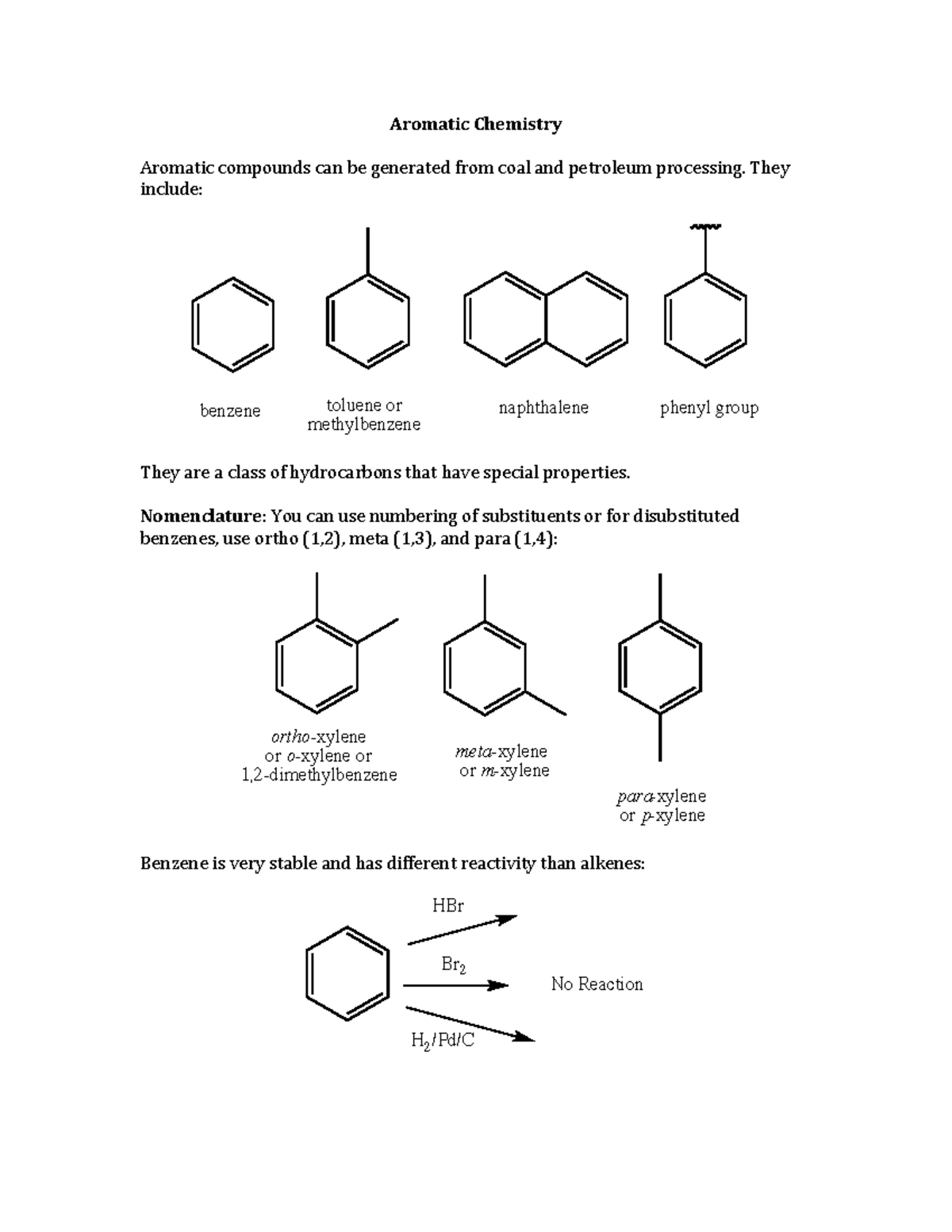 Aromatics, Alcohols 2015 Aromatic Chemistry Aromatic compounds can be