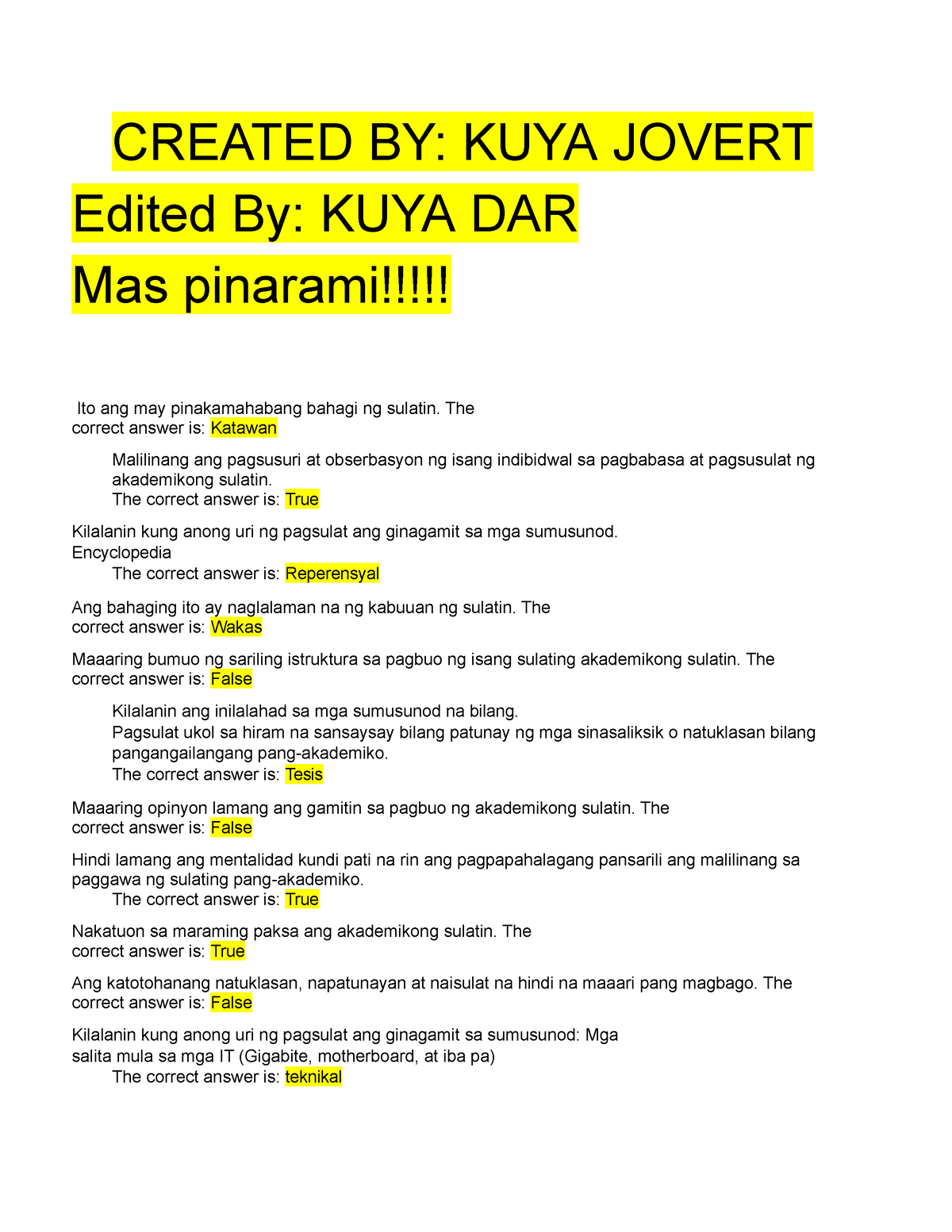 Fili-121-week-1-20docx - CREATED BY: KUYA JOVERT Edited By: KUYA DAR ...