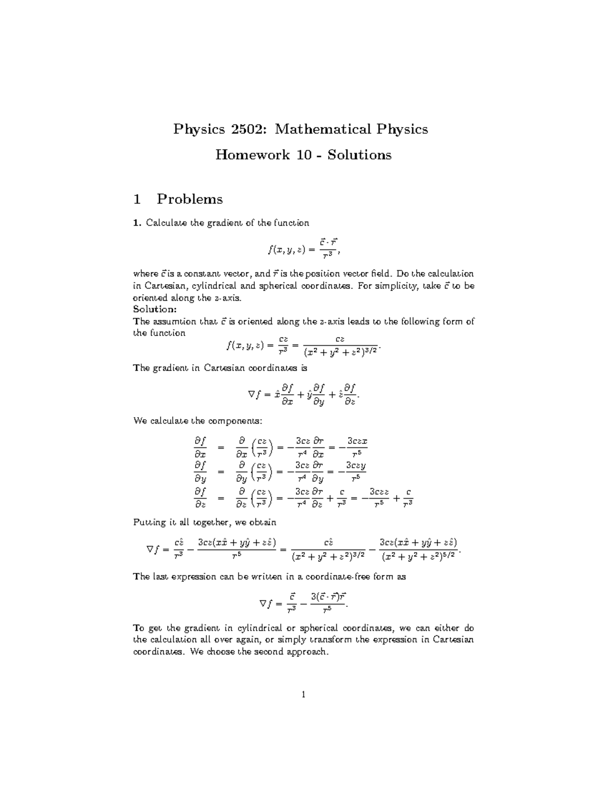 physics homework solutions