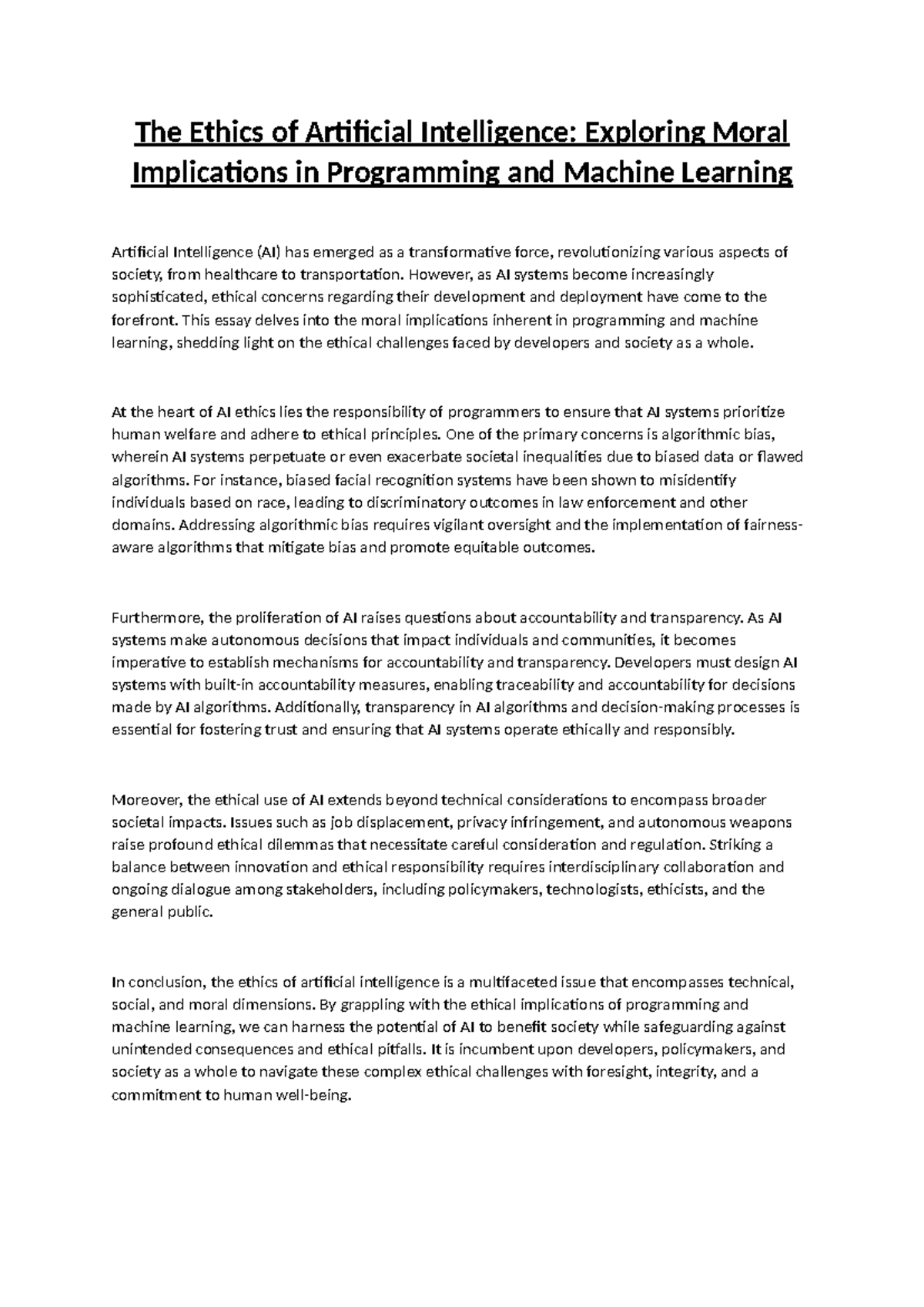The Ethics of Artificial Intelligence - However, as AI systems become ...