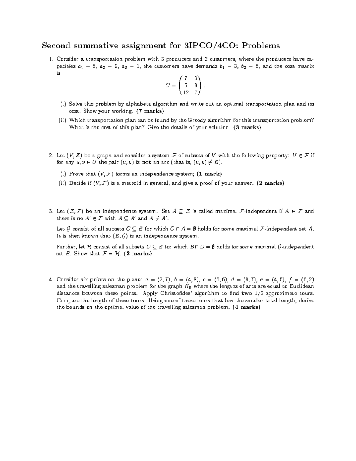 Second Assignment Problems - Second summative assignment for 3IPCO/4CO ...