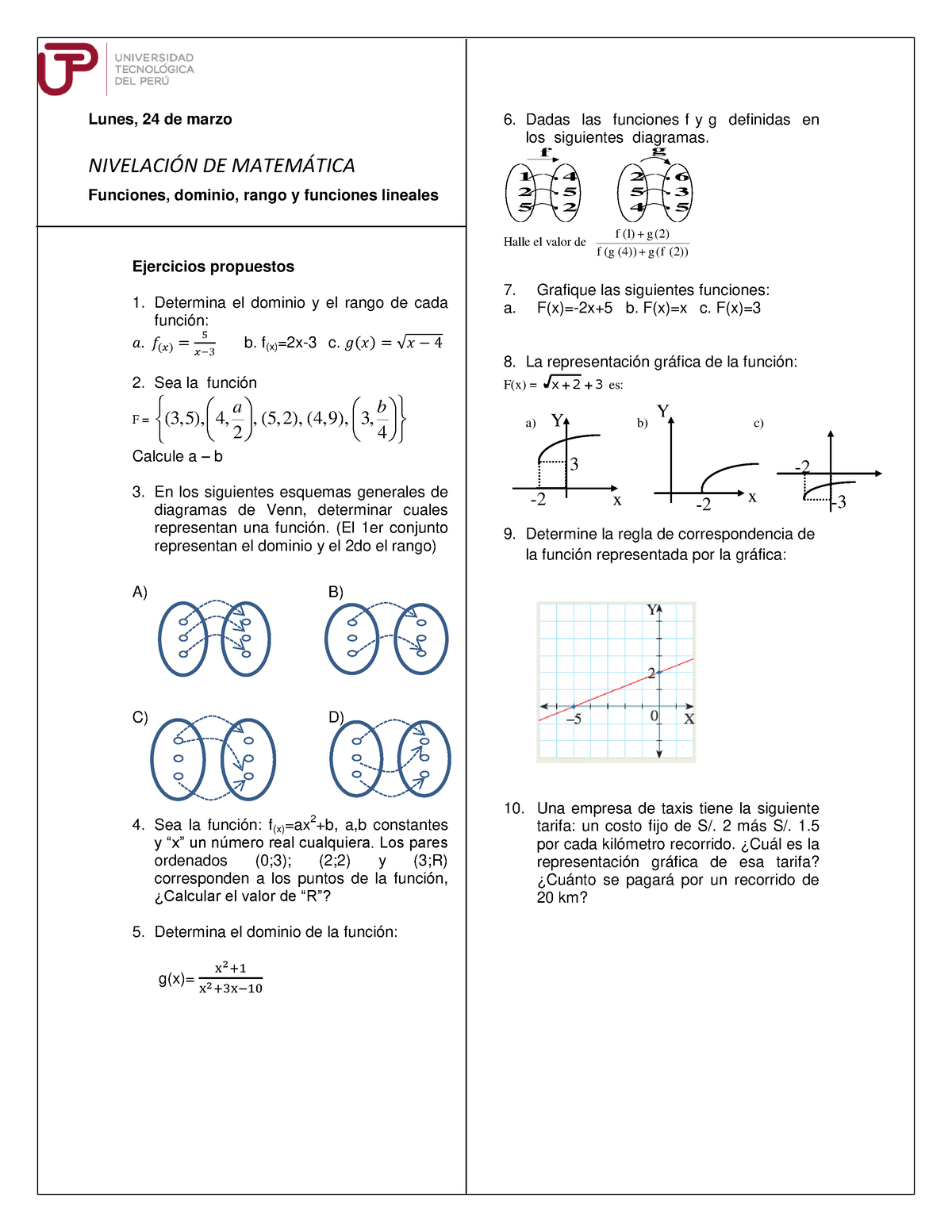 U7 S1 Funciones Dominio Rango - Lunes, 24 De Marzo NIVELACI”N DE MATEM ...