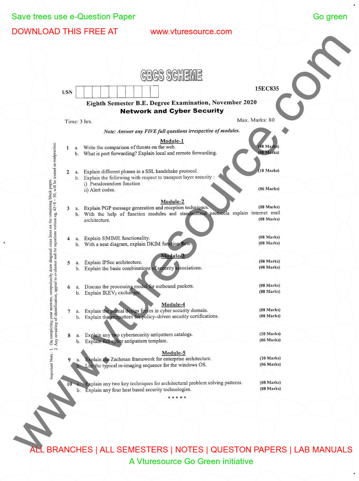 Nov-2020 previous vtu 8th sem ECE QuestionPaper - Network and Cyber ...