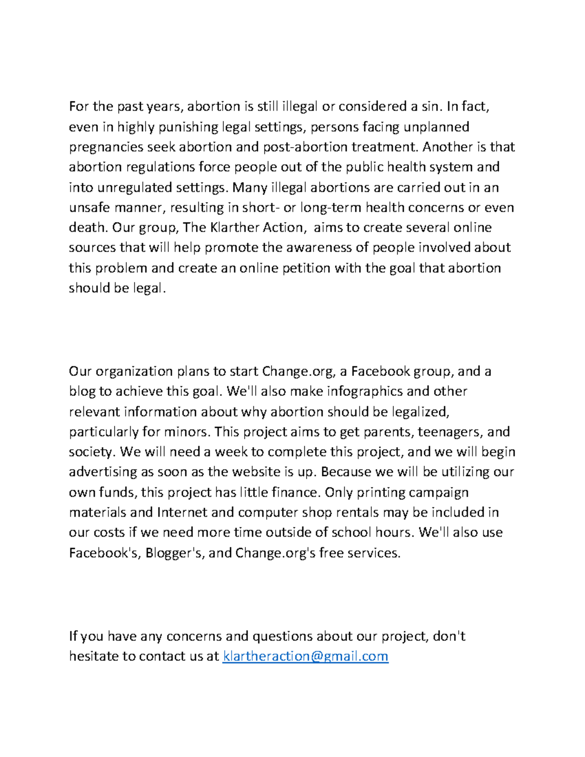 Abortion should be legalized concept paper - For the past years ...