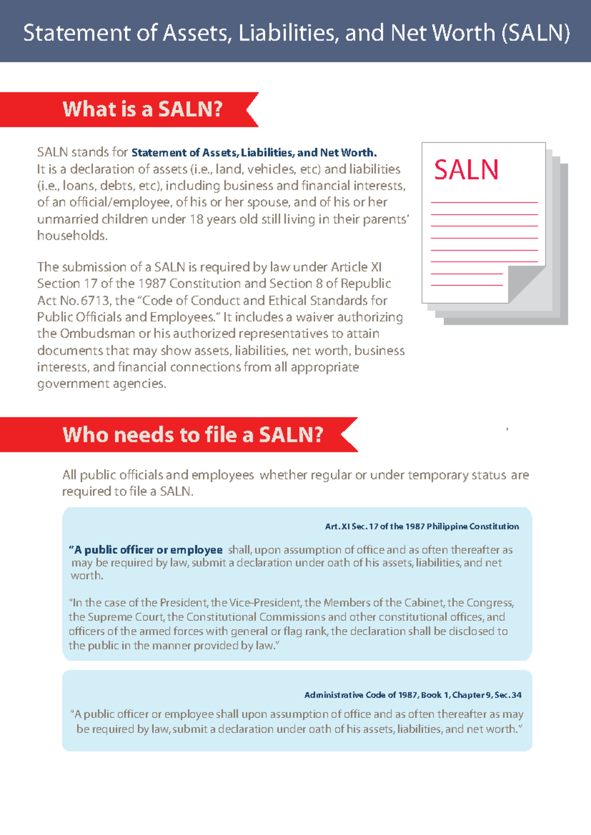 SALN - Statement of Assets, Liabilities, and Net Worth (SALN) SALN ...