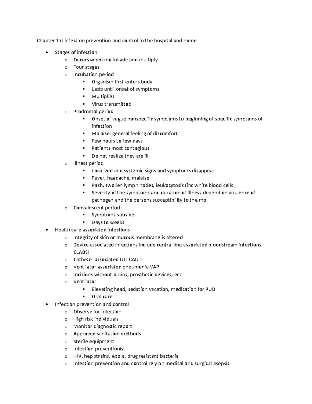 Chapter 17 - Fundamentals of nursing textbook notes - Chapter 17 ...