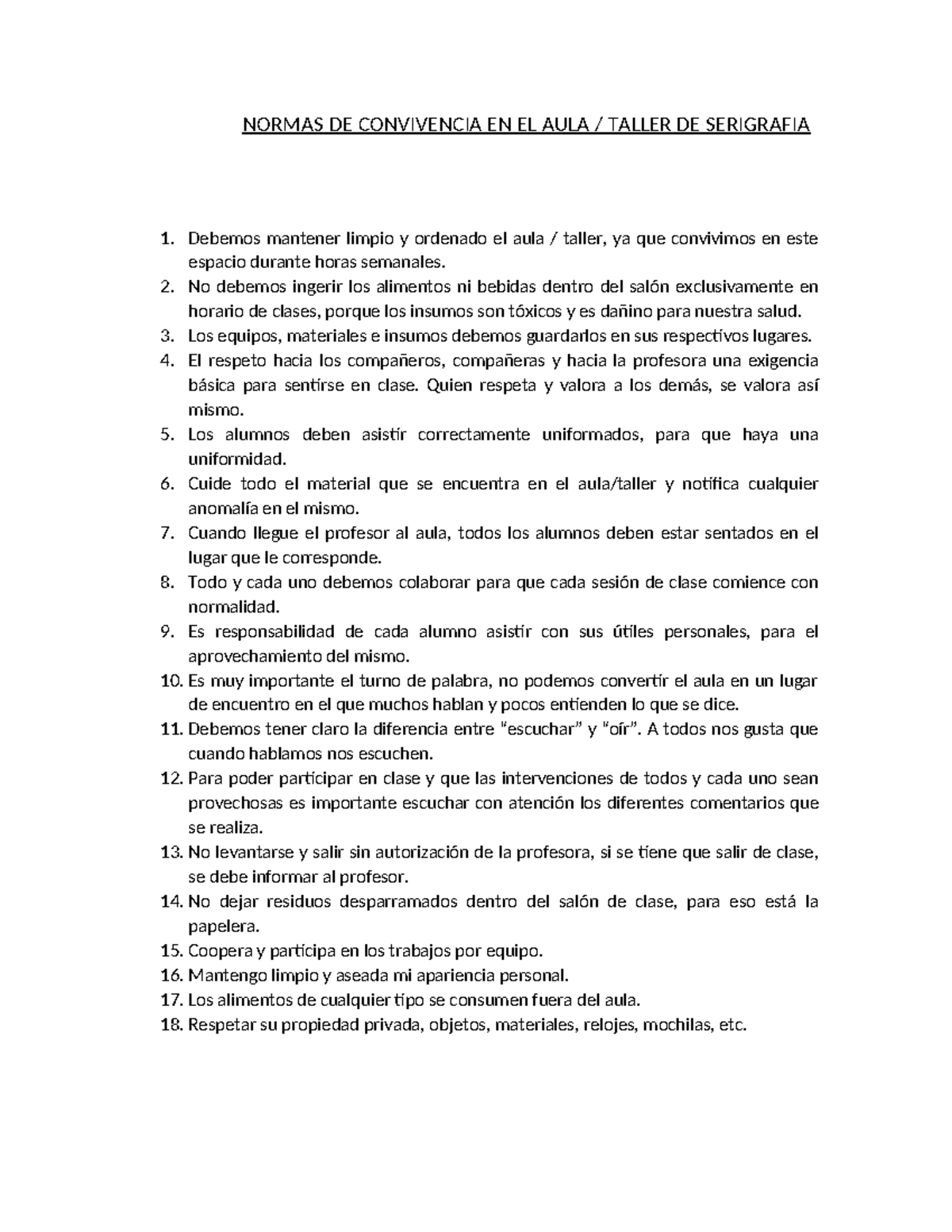 Normas DE Convivencia EN EL AULA2 - NORMAS DE CONVIVENCIA EN EL AULA ...