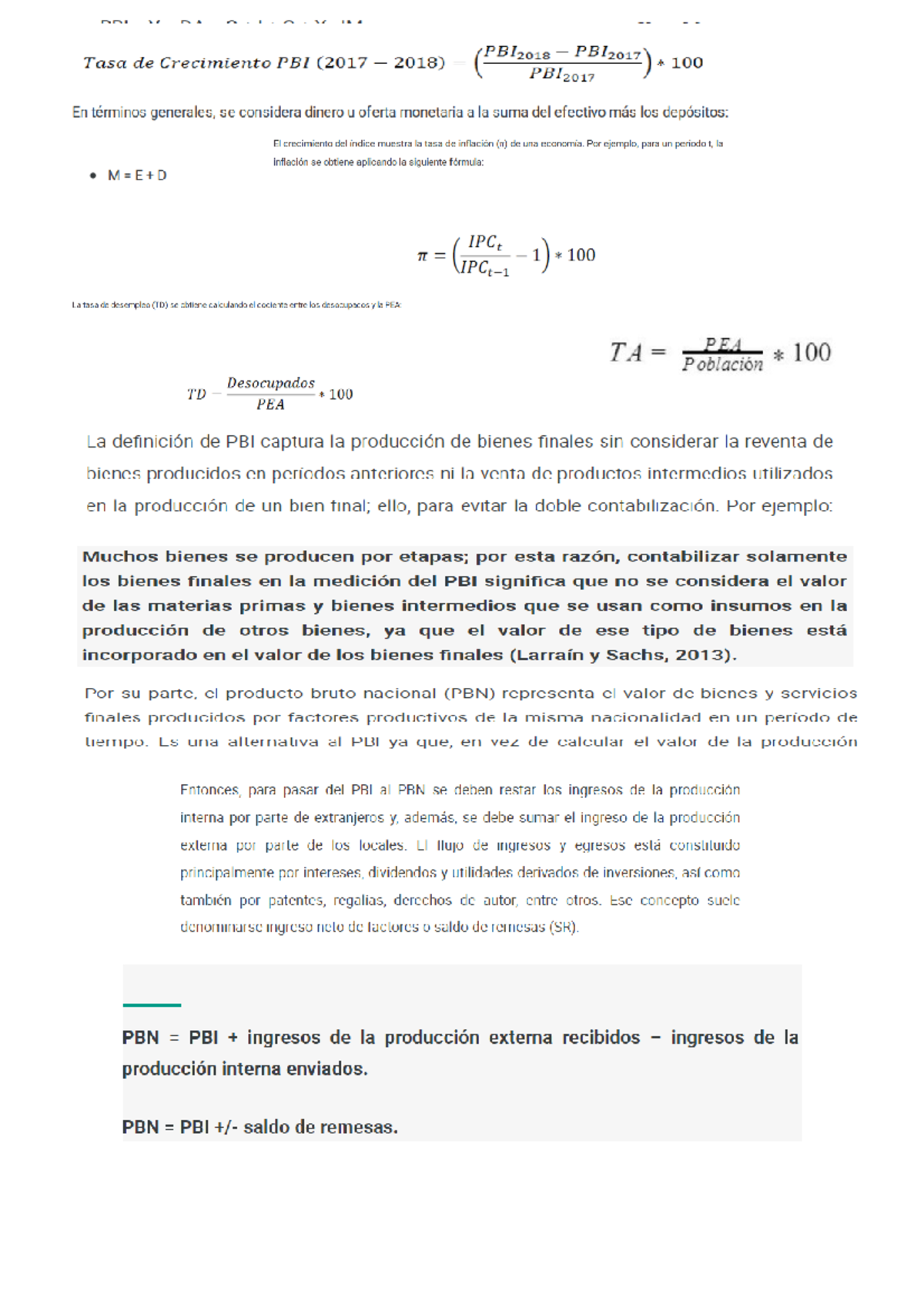 Otras Formulas - Economía II - PBI: Metodo del Gasto PBI=C+I+G+BC ...
