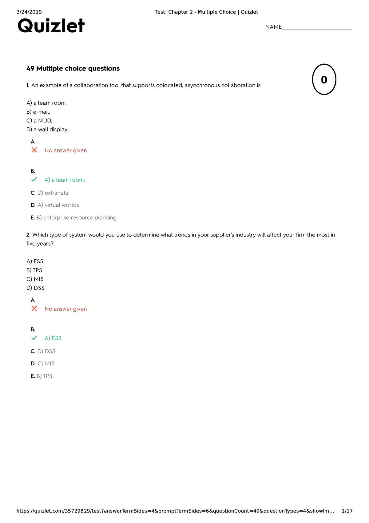 Test Chapter 2 - Multiple Choice Quizlet - - Studocu