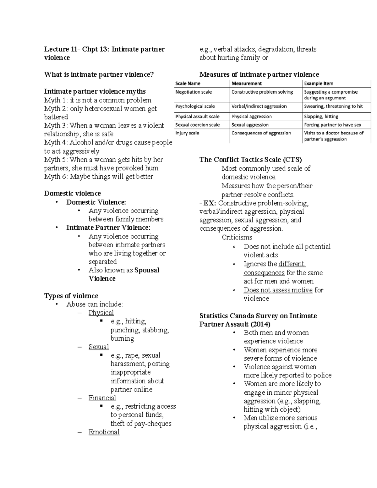 Lecture 11- Intimate partner violence - Lecture 11- Chpt 13: Intimate ...