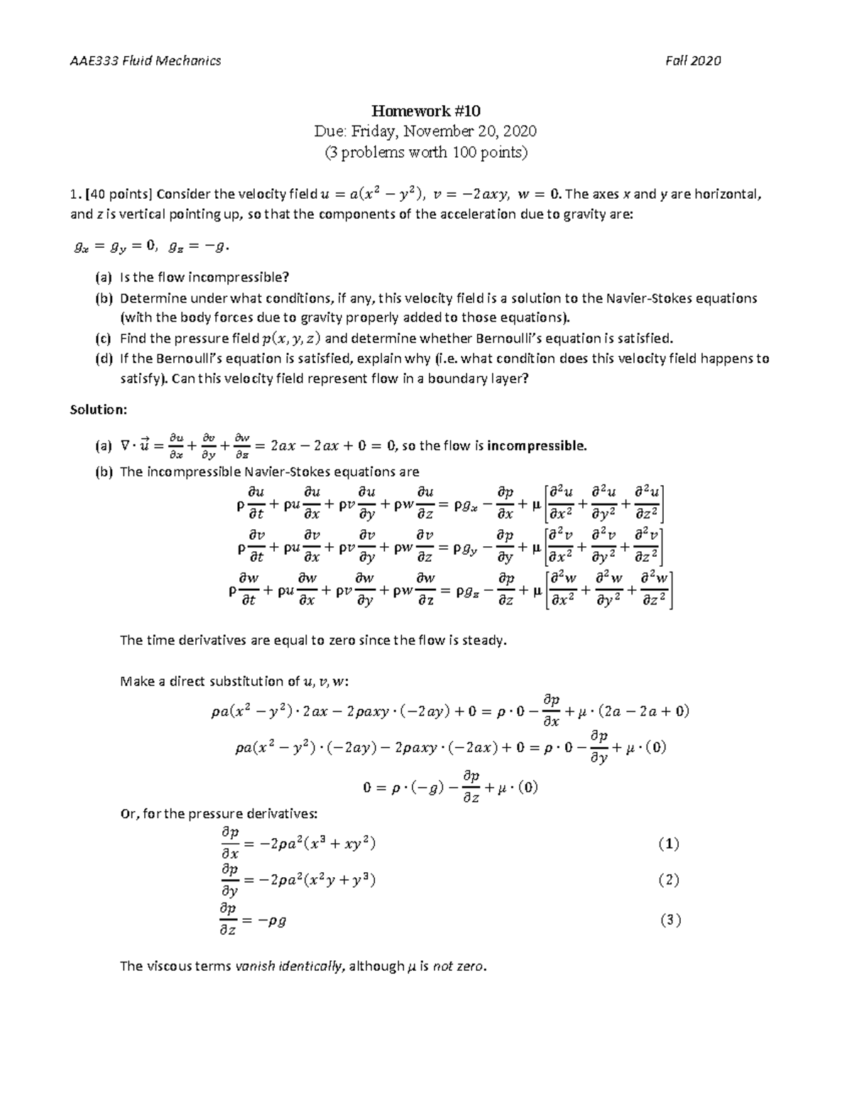 HW10 AAE 333 F20 solution - Homework Due: Friday, November 20, 2020 (3 ...