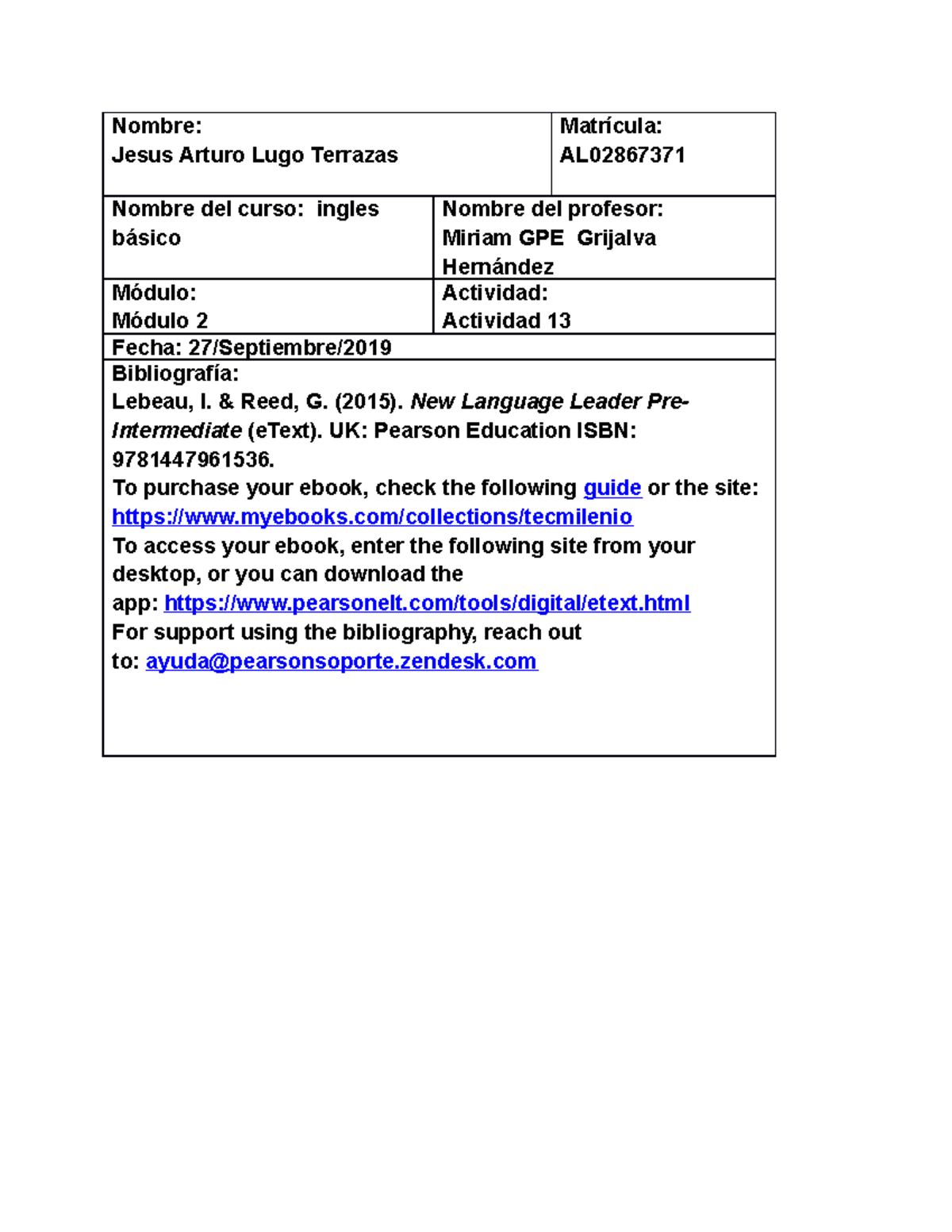Actividad 13 ingles basico - Nombre: Jesus Arturo Lugo Terrazas ...