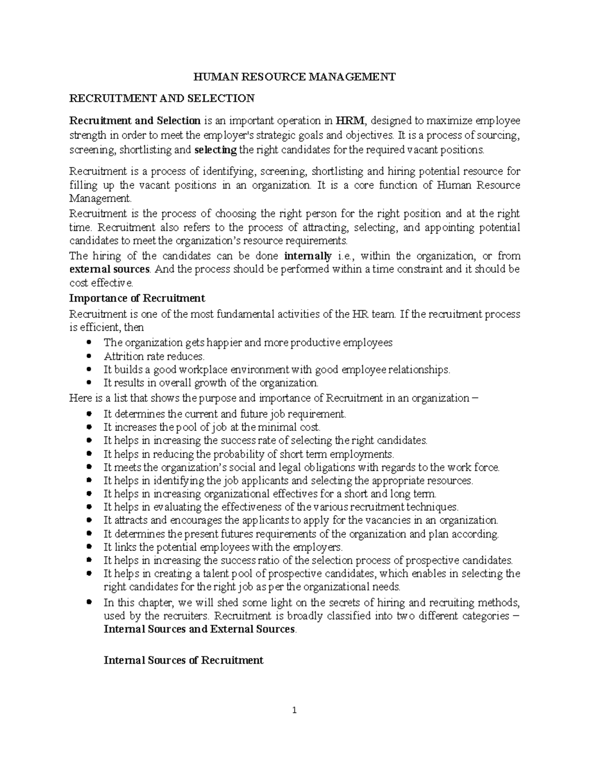 Human Resource Management- Actual Notes - HUMAN RESOURCE MANAGEMENT ...