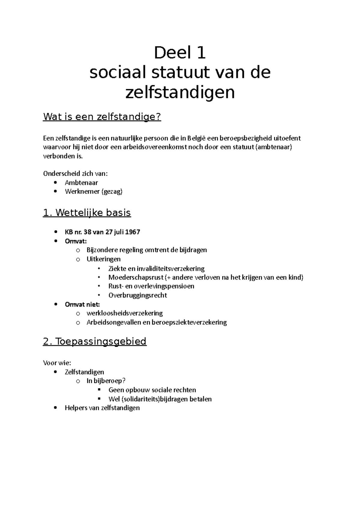 Deel 1 - Ppt - Deel 1 Sociaal Statuut Van De Zelfstandigen Wat Is Een ...