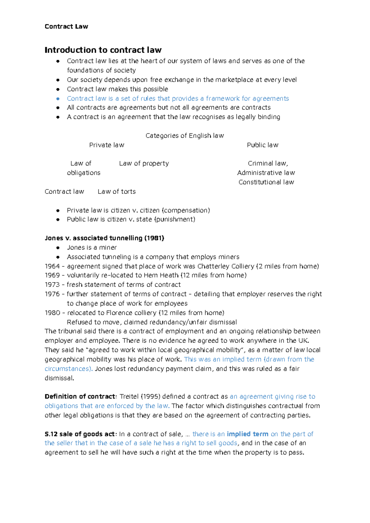 Contract Lawcompletenotes - Introduction to contract law Contract law ...