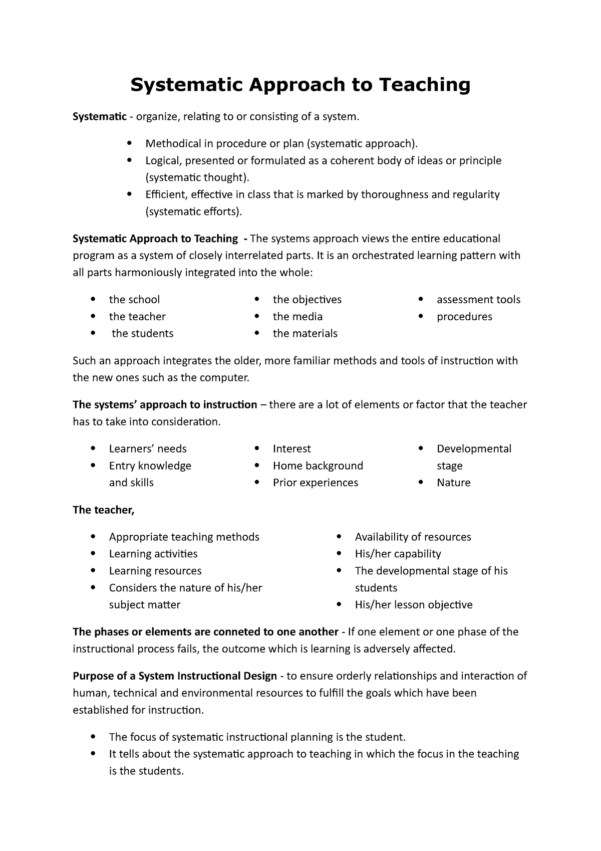 systematic approach to teaching essay