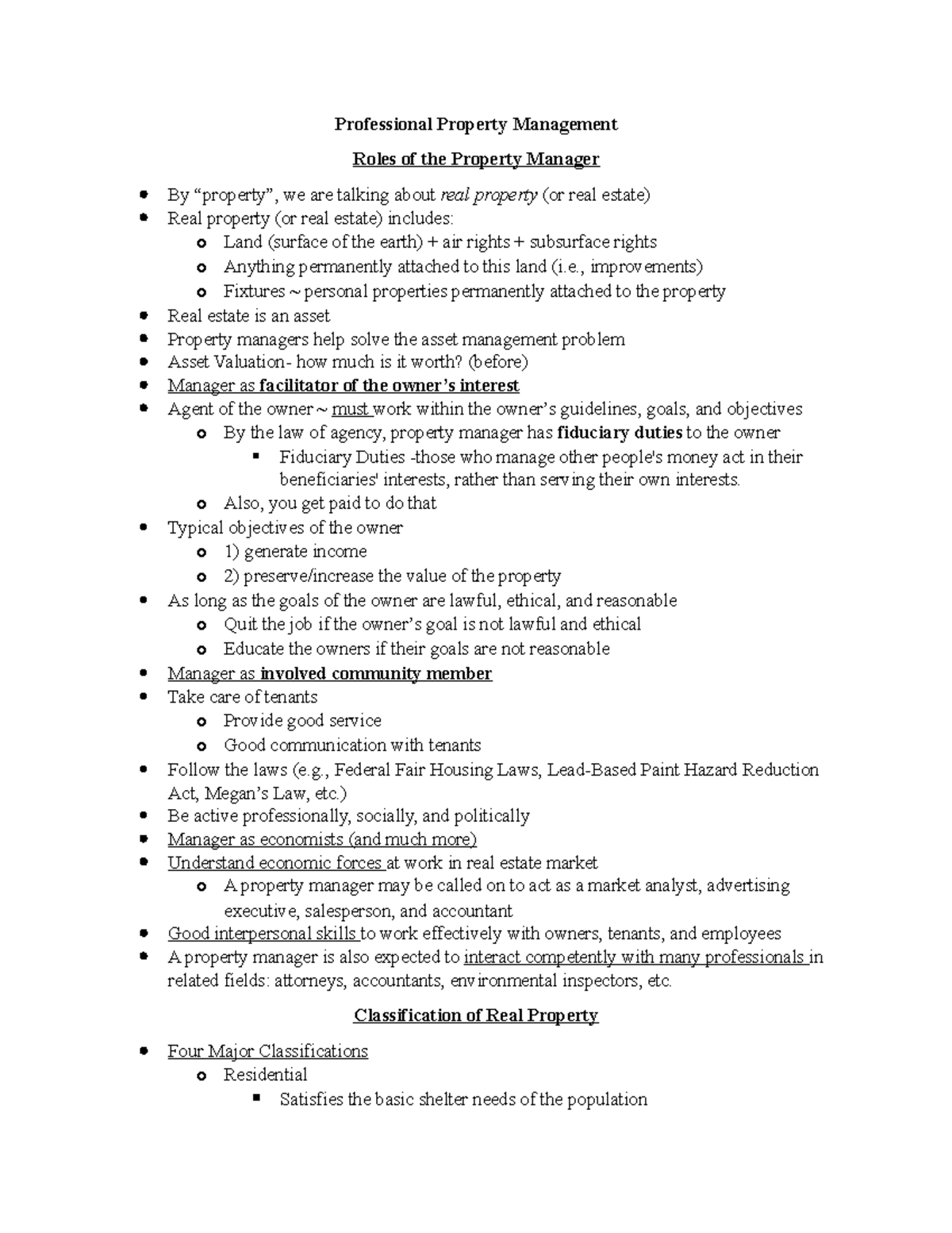 Professional Property ManagementREAL 4200 Professional Property