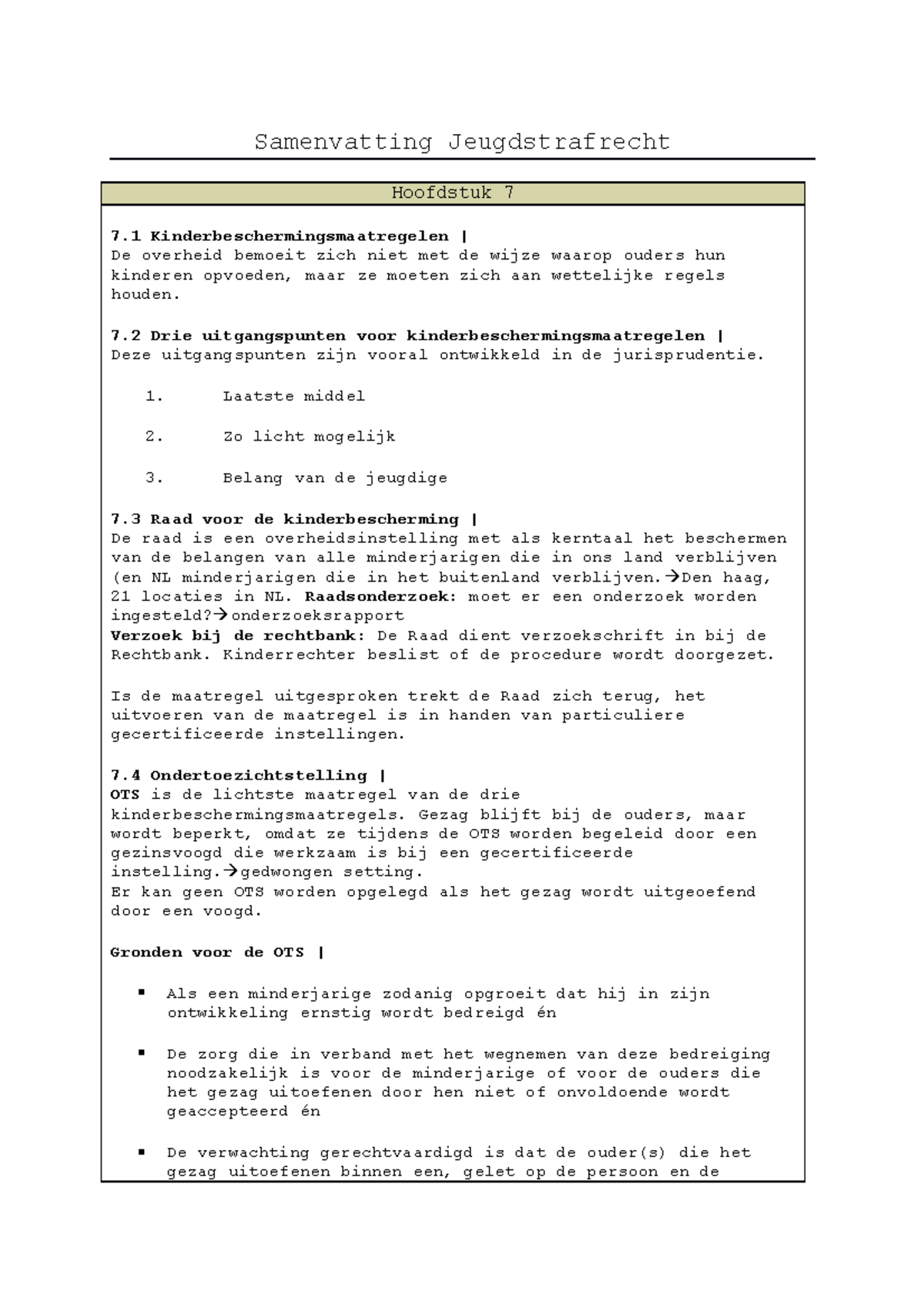 Samenvatting Jeugdstrafrecht - Samenvatting Jeugdstrafrecht Hoofdstuk 7 ...