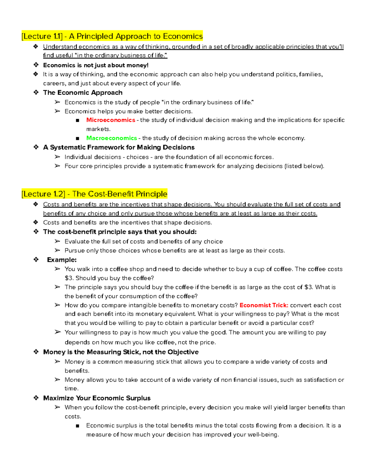 ECON 2100 Chapter 1 - [Lecture 1] - A Principled Approach to Economics ...