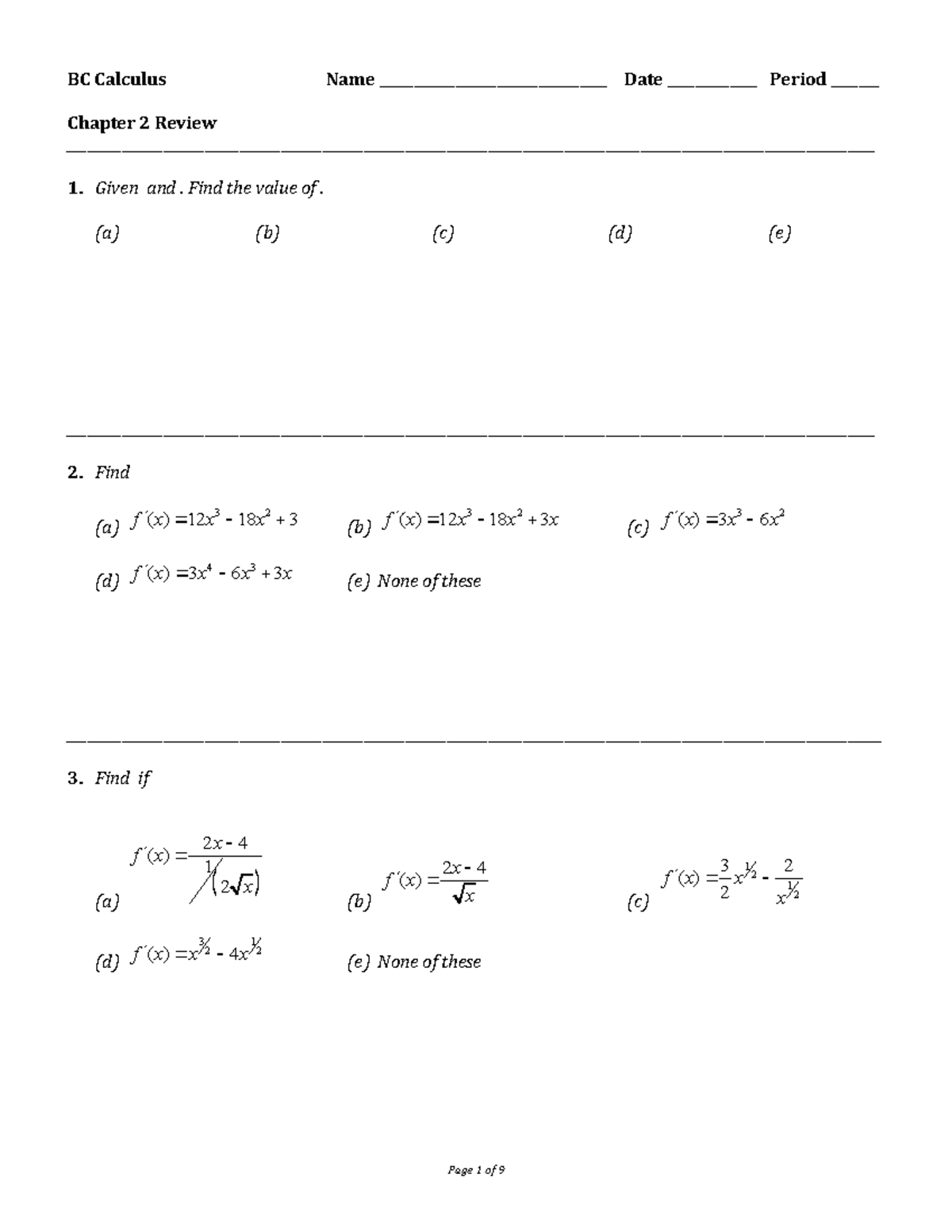 CH+2+Review - Calculus notes - BC Calculus Name ...