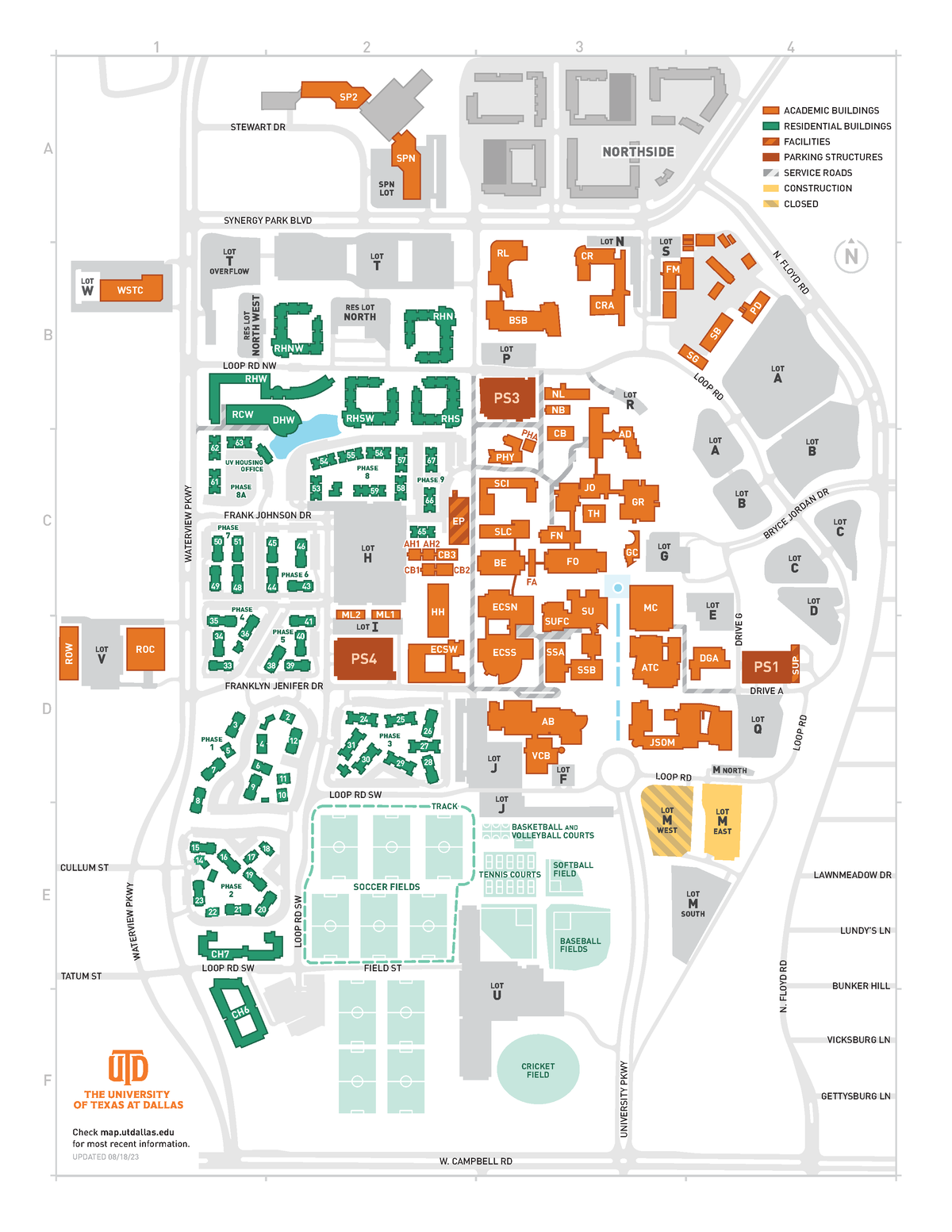 Campus Map 08-18-23 - Map of UTD - SOCCER FIELDS BASKETBALL AND ...
