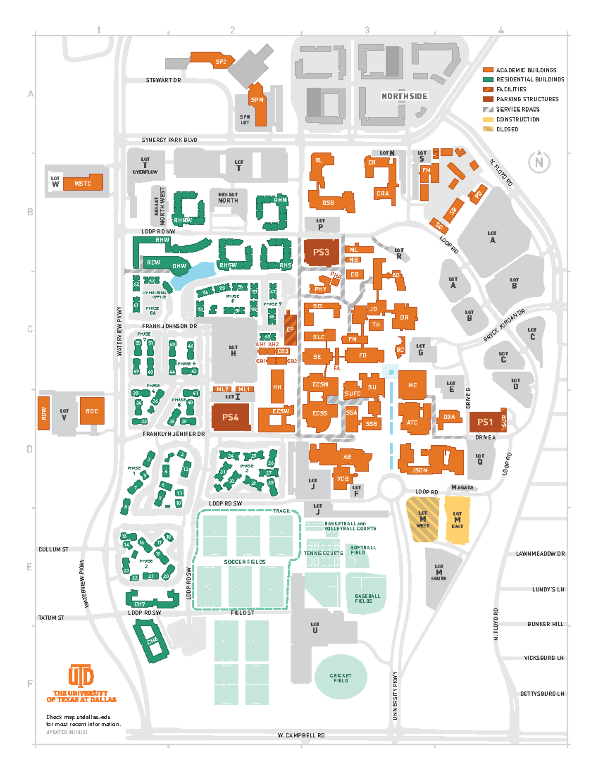 Campus Map 08-18-23 - Map of UTD - SOCCER FIELDS BASKETBALL AND ...