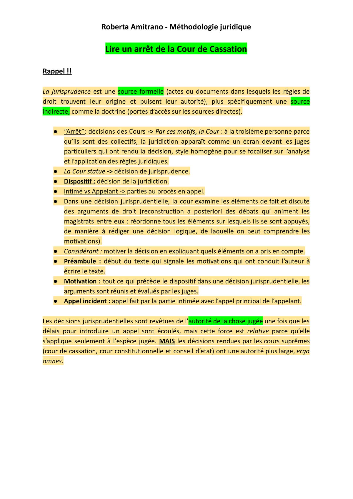 Lire Un Arrêt De La Cour De Cassation - Notes 2302 Et 0203 - Lire Un ...