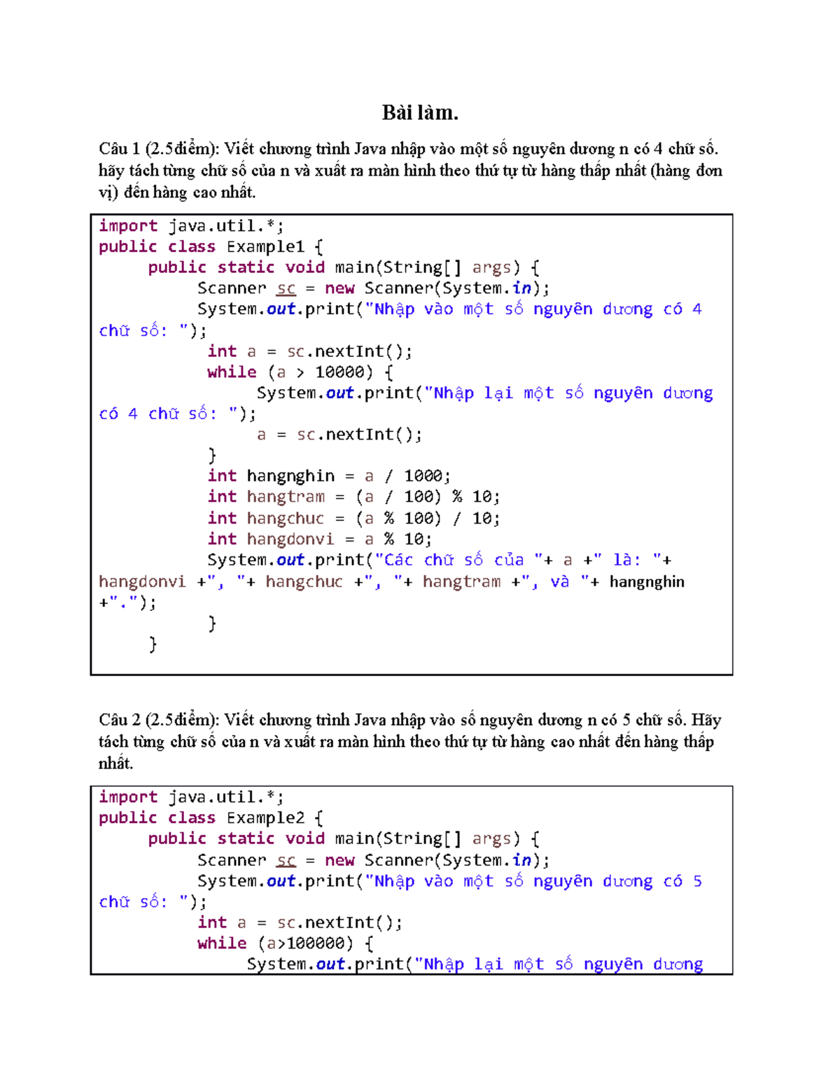 Bài về nhà 3 (cơ sở lập trình) - Bài làm. Câu 1 (2điểm): Viết chương ...