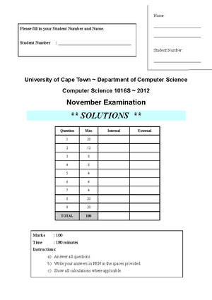 EXAM November 2012, answers
