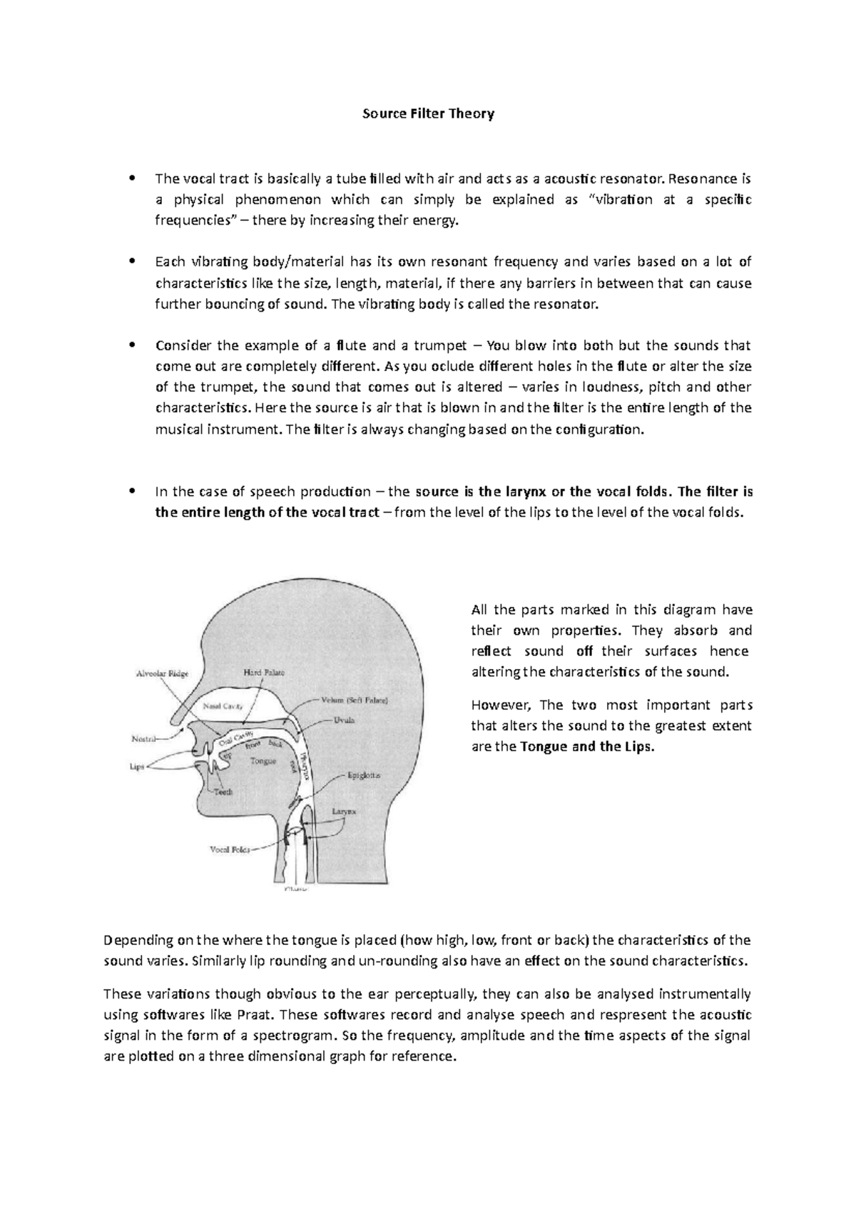 Source Filter Theory Resonance is a physical phenomenon which can