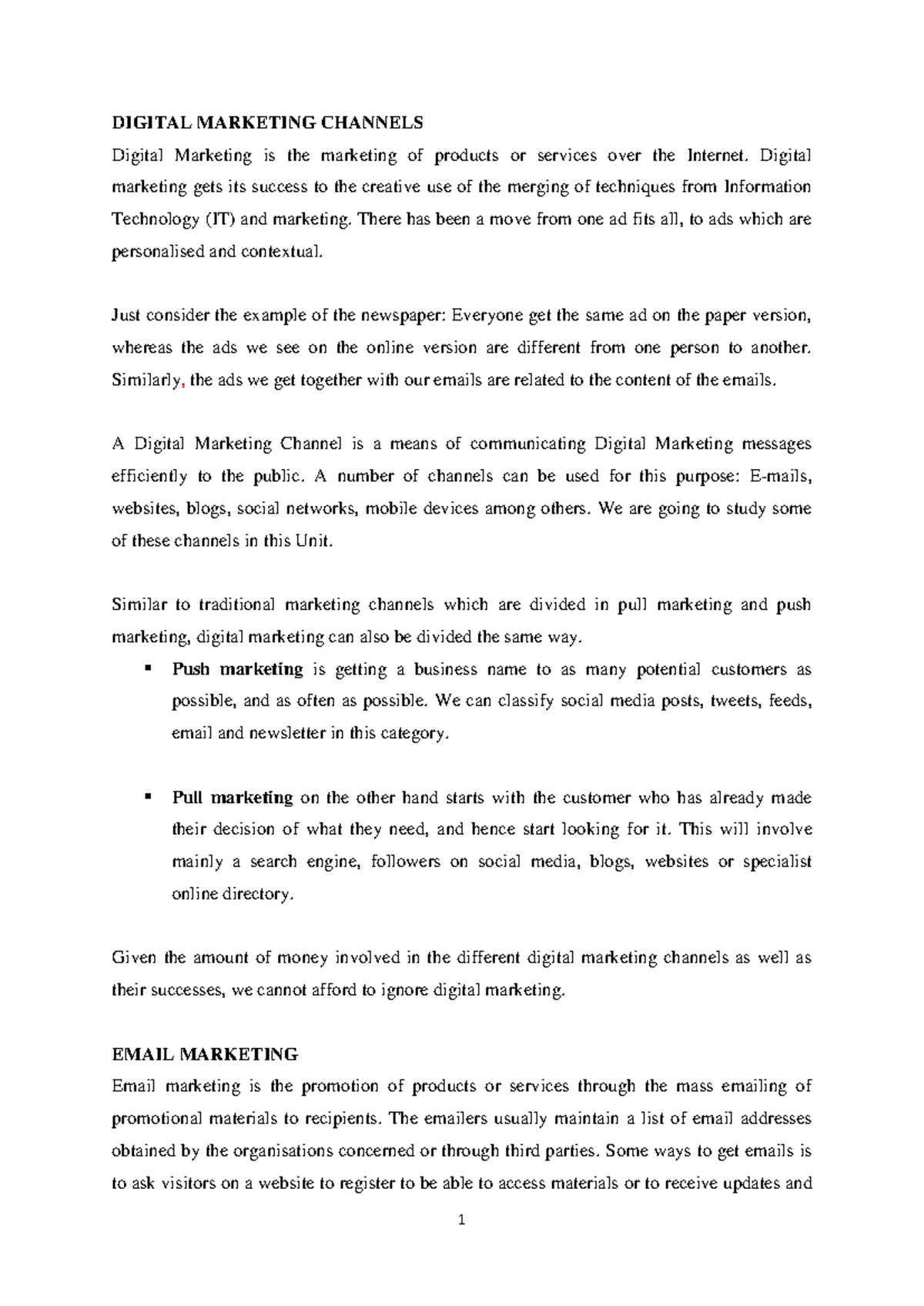 Unit 5 - Digital marketing Channels - DIGITAL MARKETING CHANNELS ...