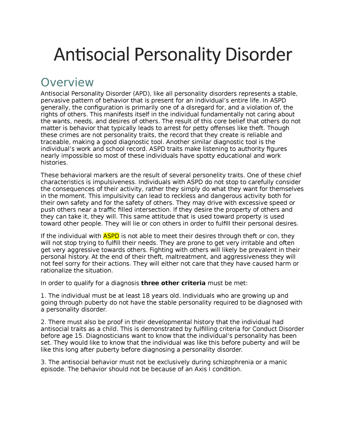 case study on antisocial personality disorder