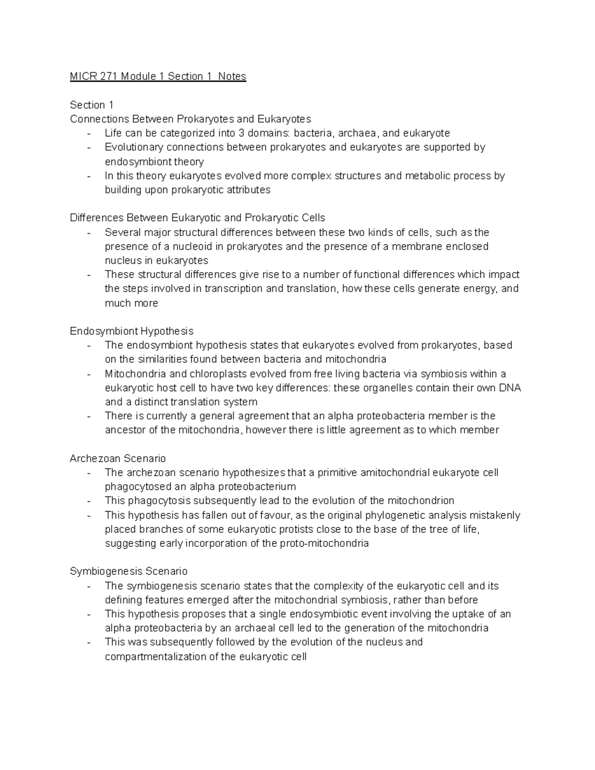 MICR 271 Module 1 Section 1 Notes - MICR 271 Module 1 Section 1 Notes ...