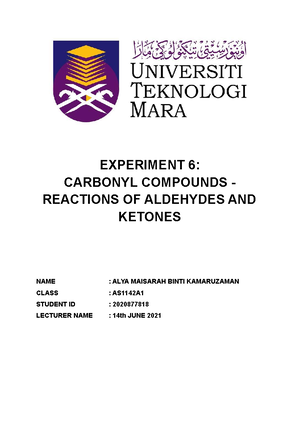 Labreport 4chm207 organic chemistry - LABORATORY REPORT CHM (BASIC ...
