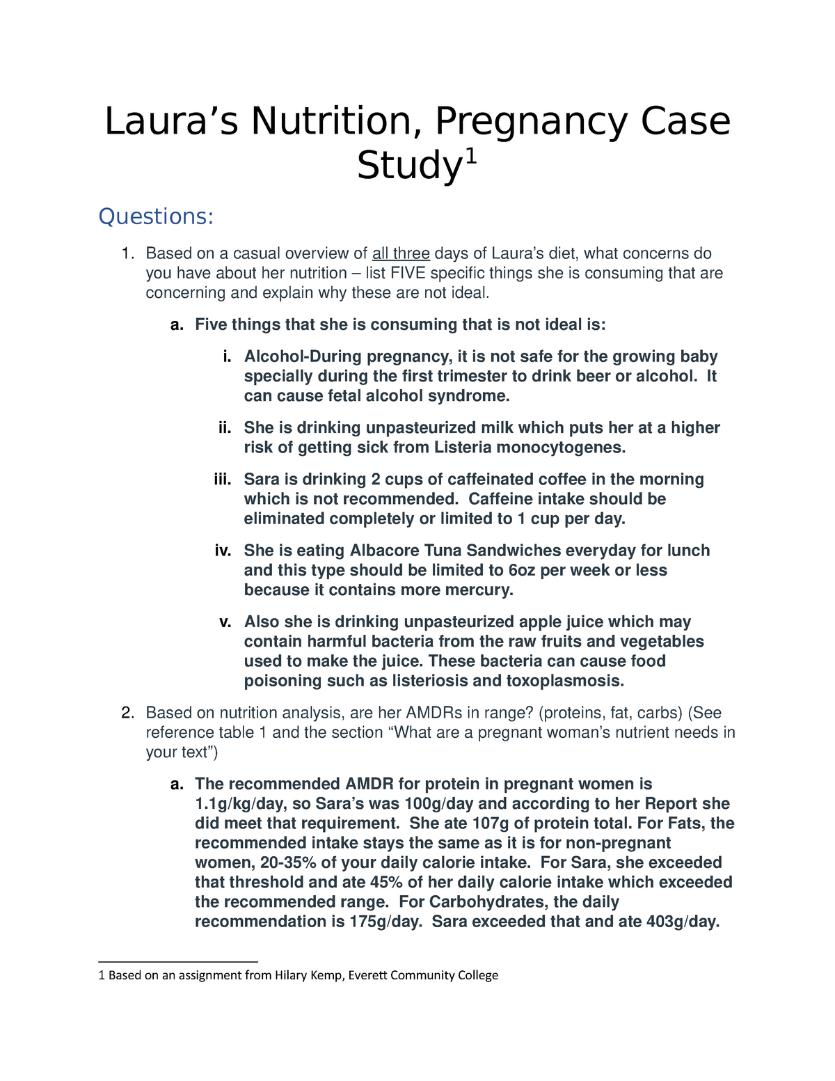 nutrition case study answers