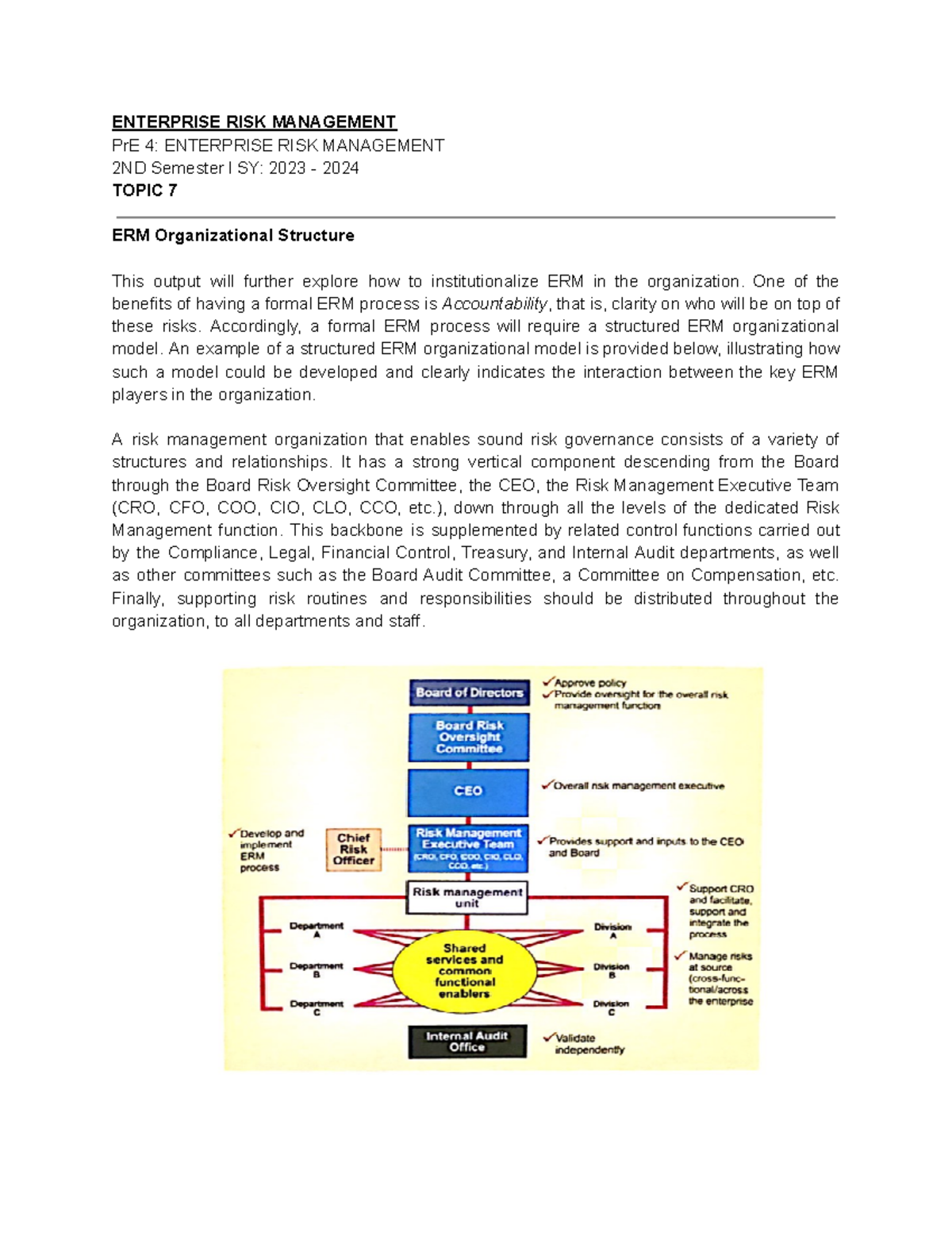 ERM - topic 7 - Enterprise Risk Management reporting materials ...