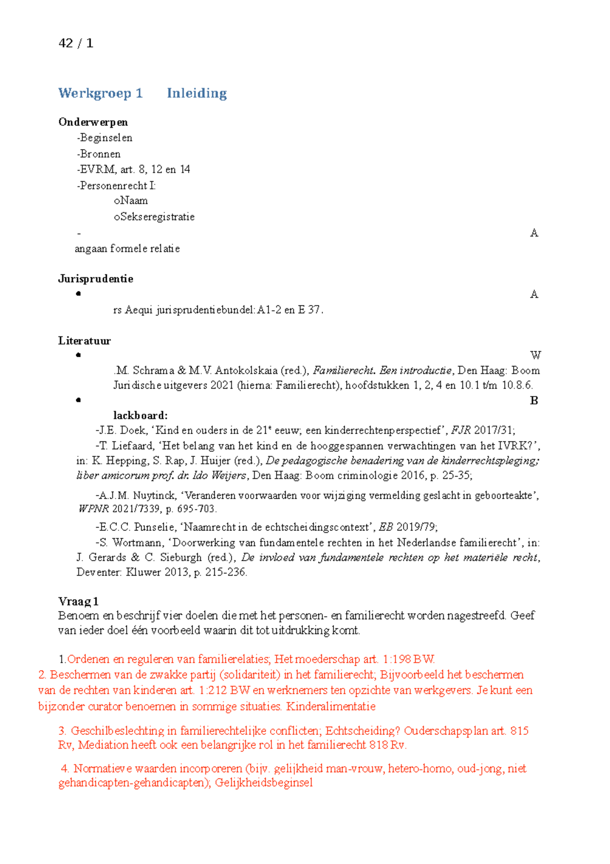 Personen- En Familierecht Werkgroepen - Werkgroep 1 Inleiding ...