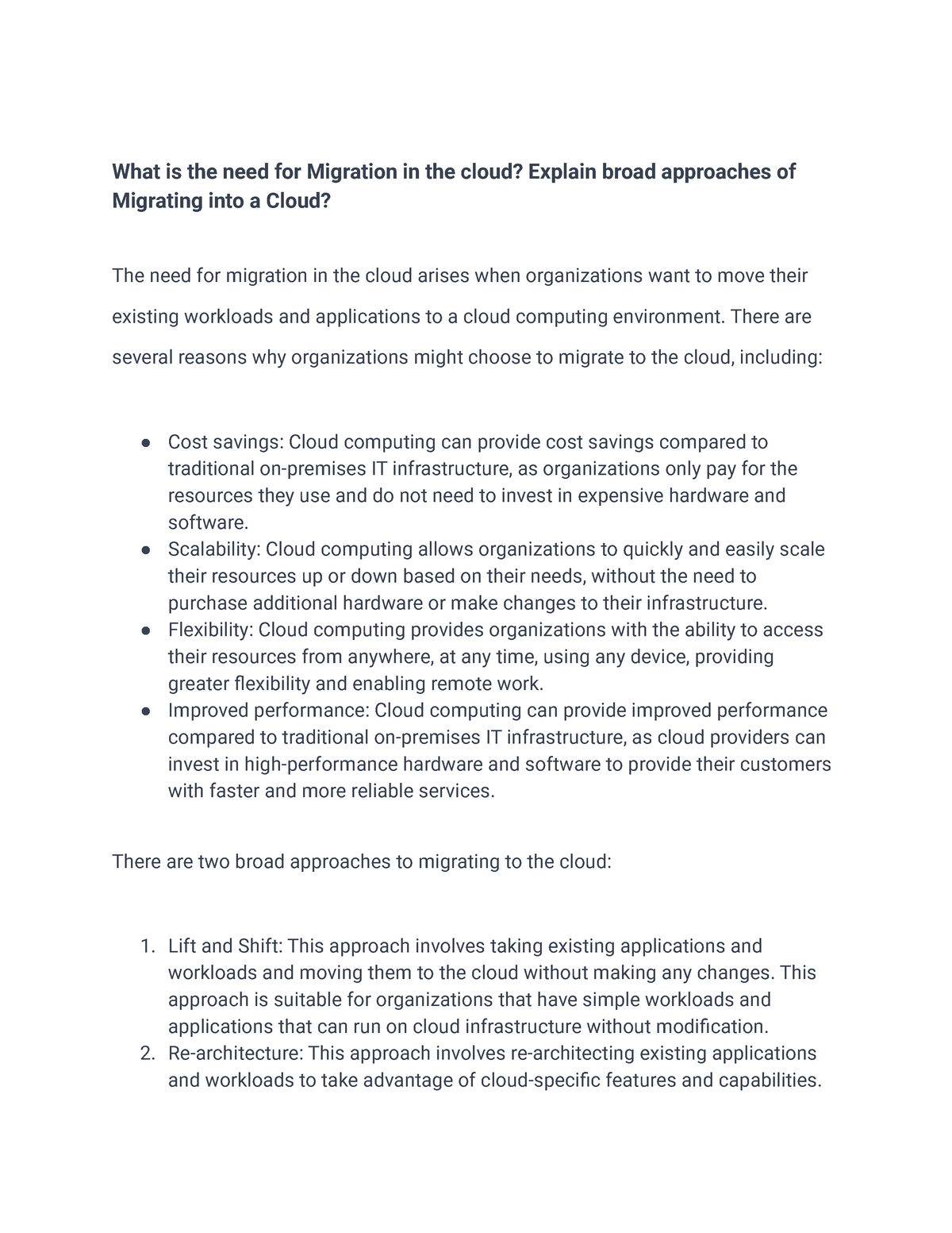 What Is The Need For Migration In The Cloud Explain Broad Approaches Of ...