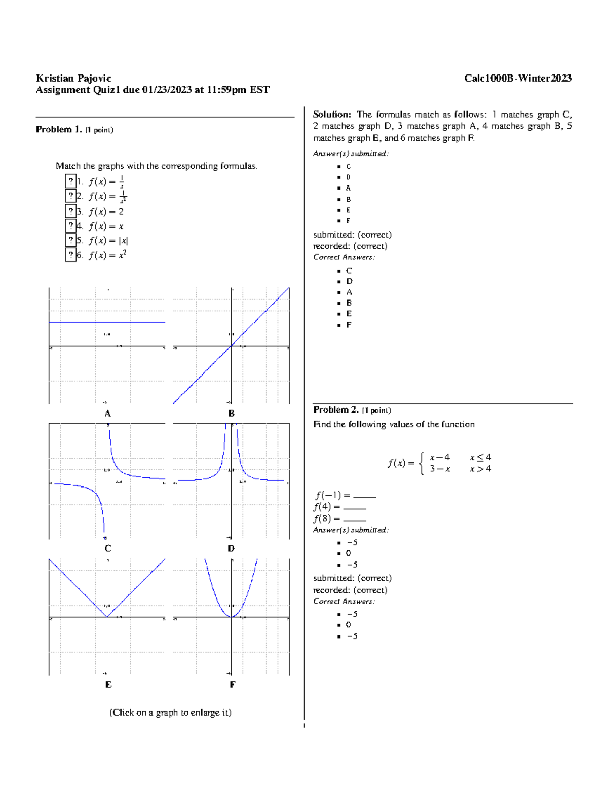 Calculus - Webwork Quiz - Kristian Pajovic Calc1000B-Winter Assignment ...