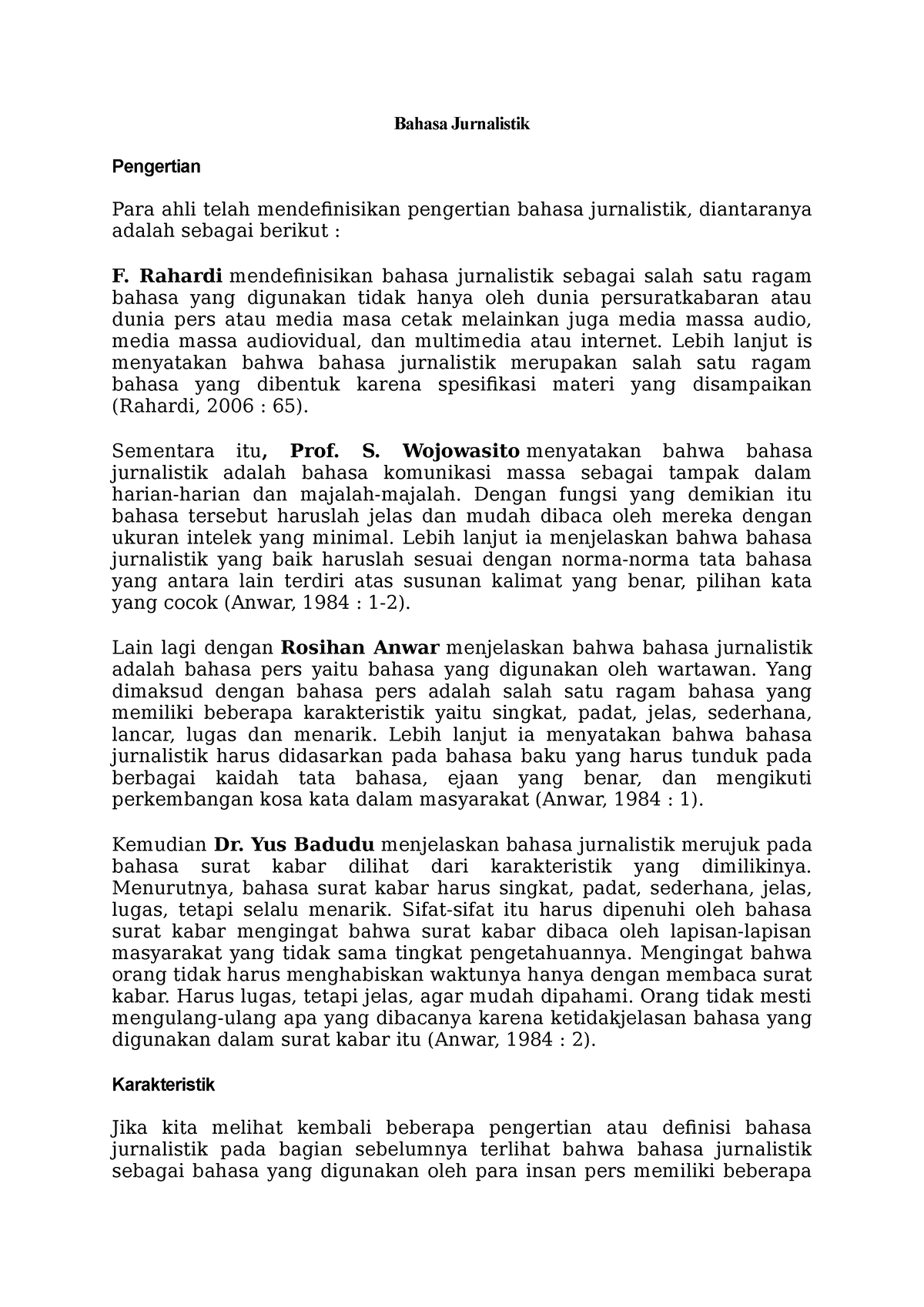 Bahasa Jurnalistik - Bahasa Jurnalistik Pengertian Para Ahli Telah ...