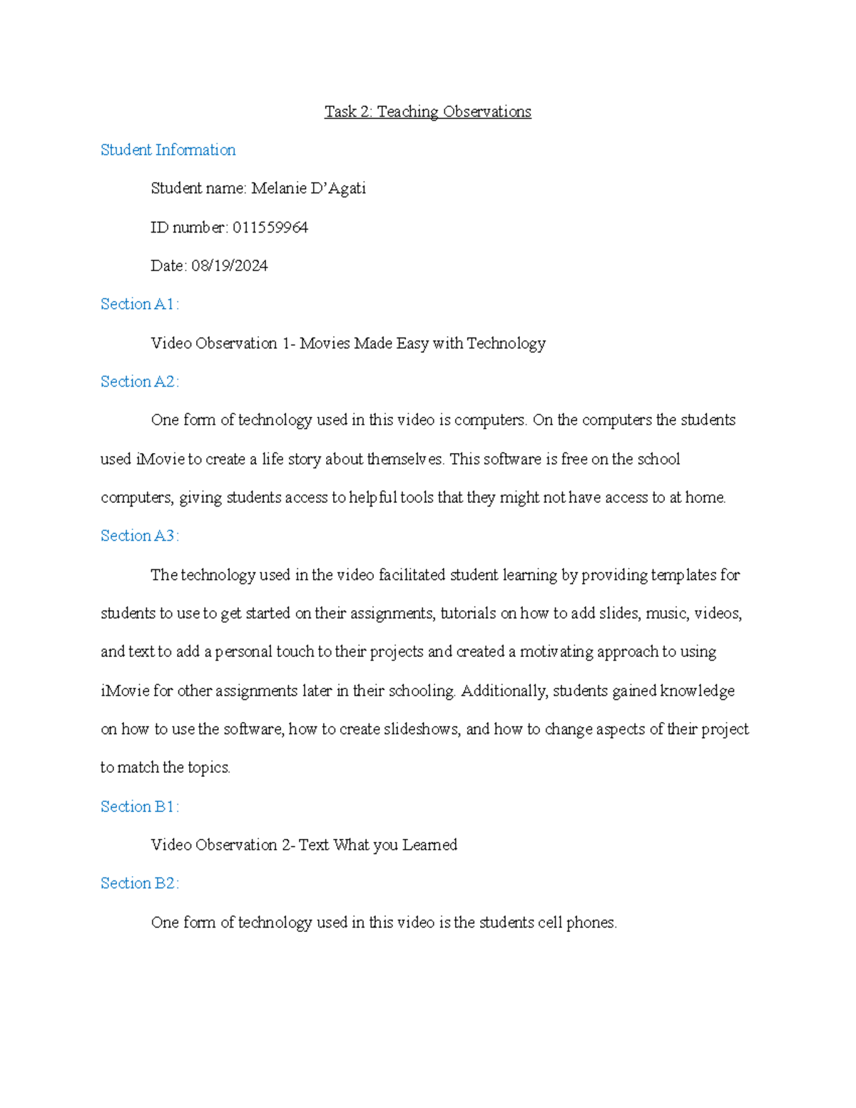 Task 2 D173 Task 2 Please Use As A Reference For How To Complete The