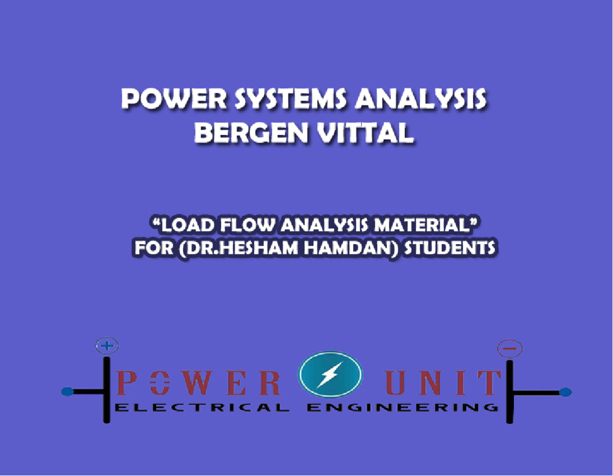 Book Bergen Vittal Power Systems Analysis PU G?) P ELECTRICAL POWER 1