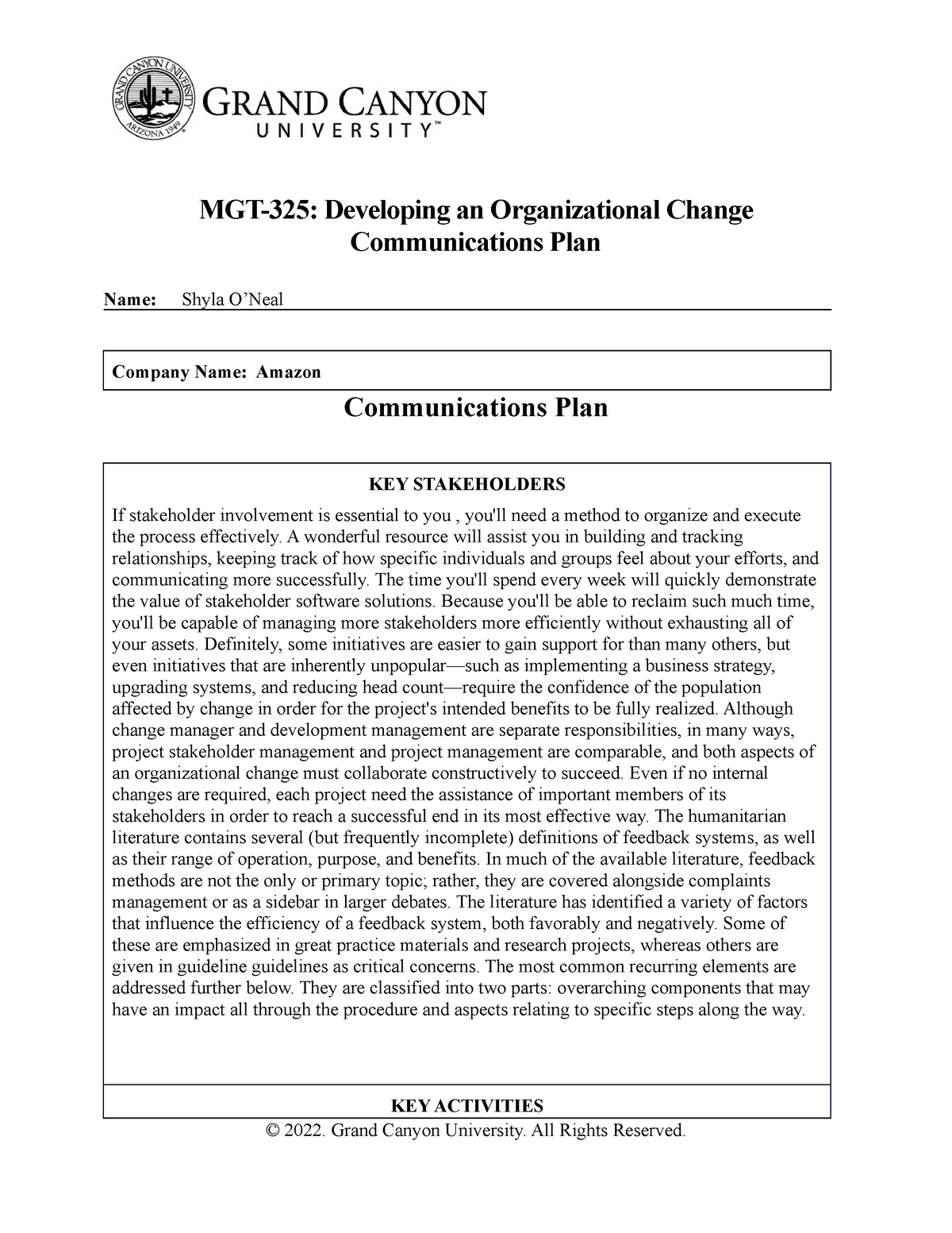 mgt 325 organizational change communications plan presentation