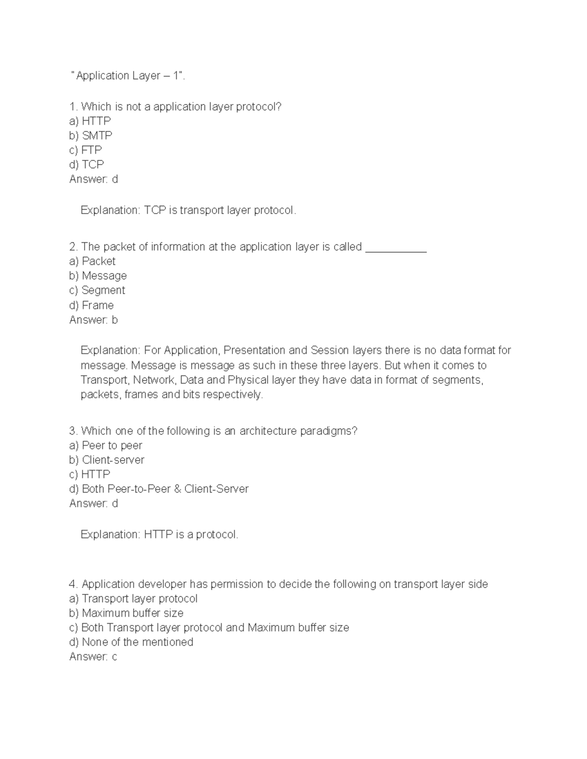 Computer Network (16) “Application Layer 1”. Which is not a